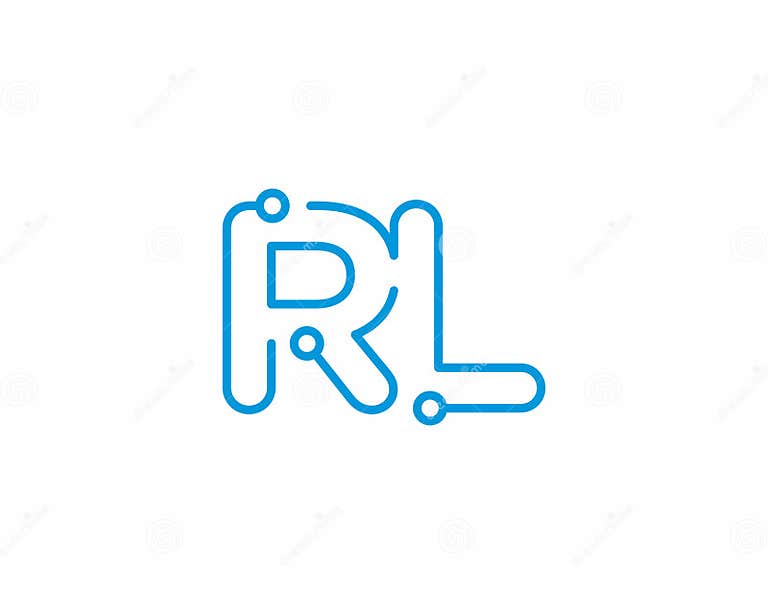 RL Letters, Electronic Circuit, Technology Logo Design Vector 001 Stock 