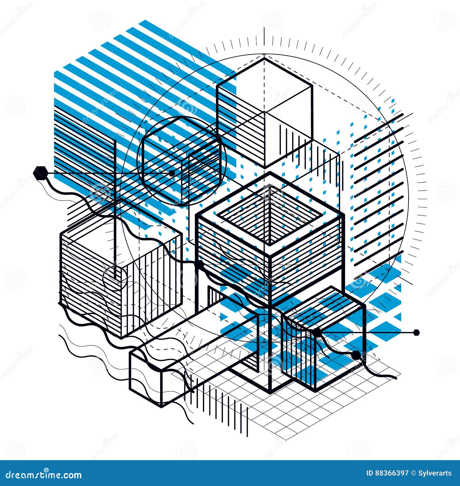 abstract isometrics background, 3d  layout. composition of
