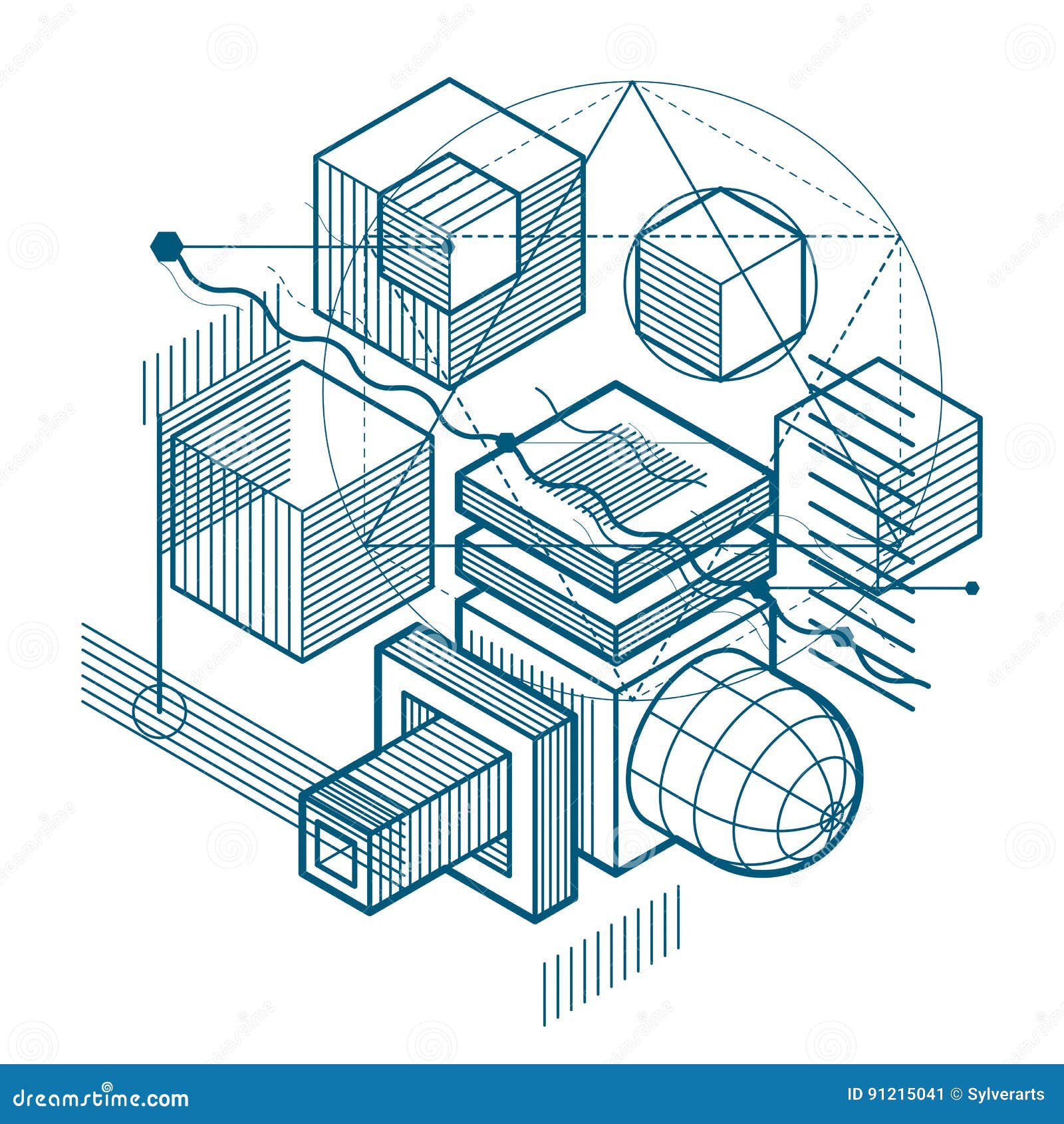 abstract isometrics background, 3d  layout. composition of