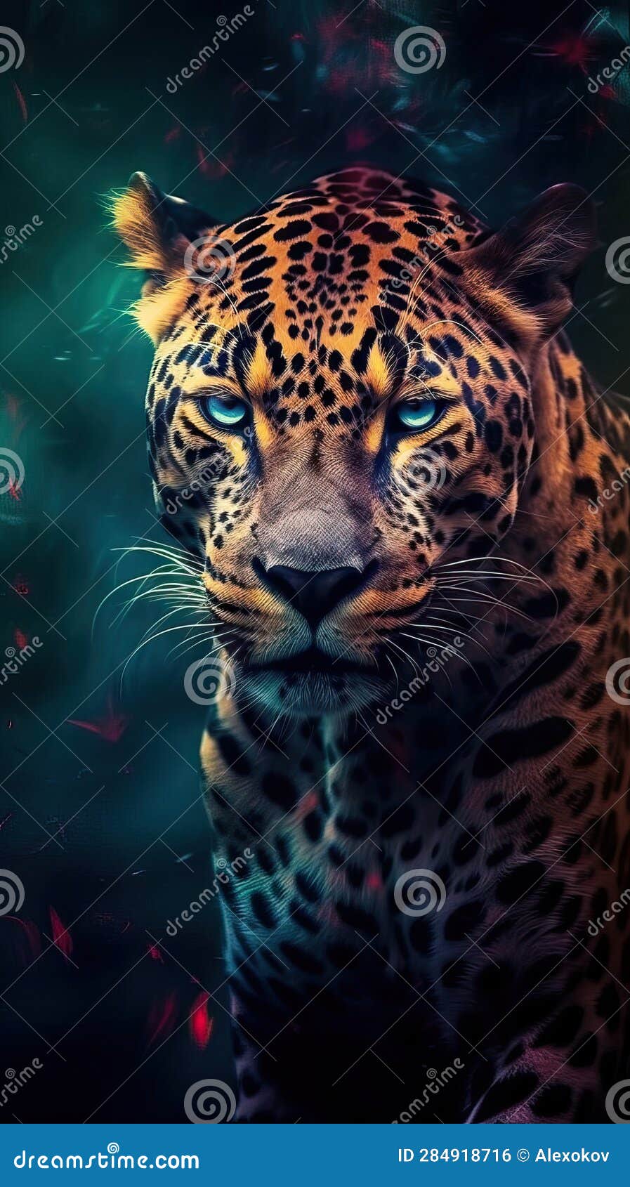 Abstract Jaguar on Dark Background AI Generated Stock Illustration