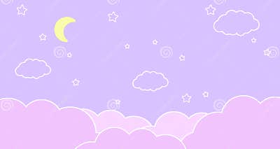 Abstract Kawaii Cloudy Colorful Sky and Stars Background. Soft Gradient ...