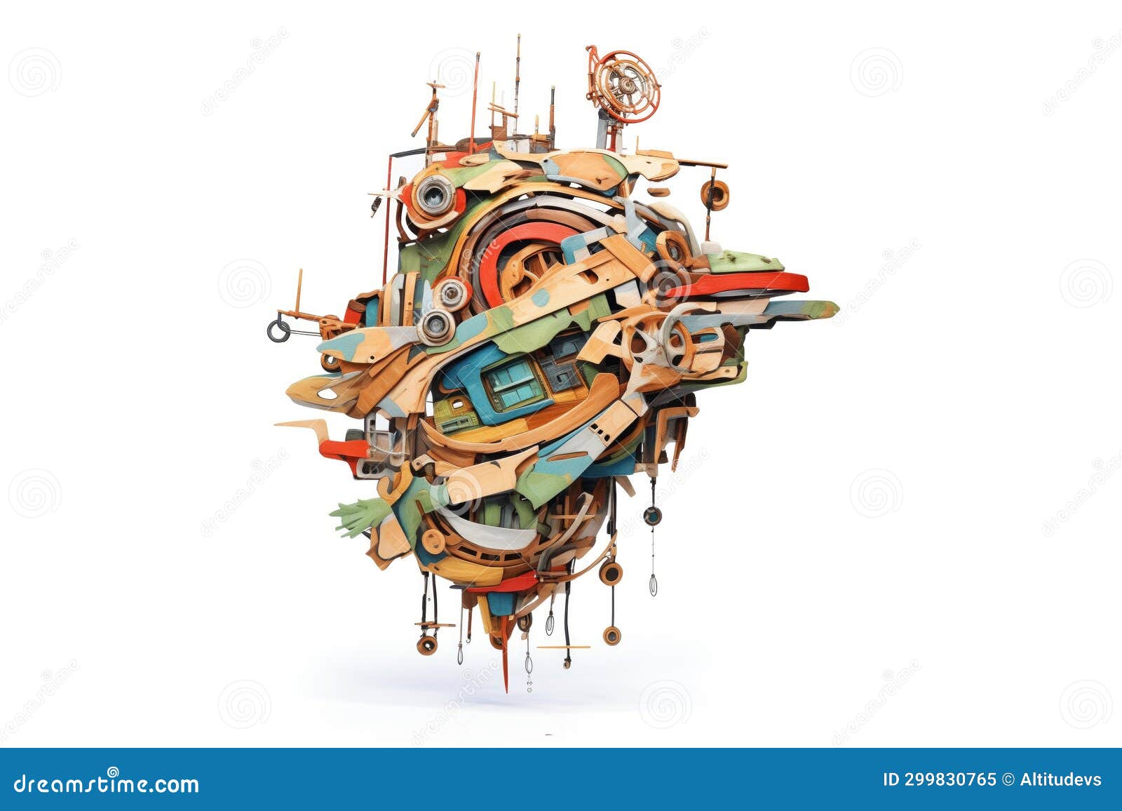 Abstract Sculpture Made from Repurposed Materials Stock Image