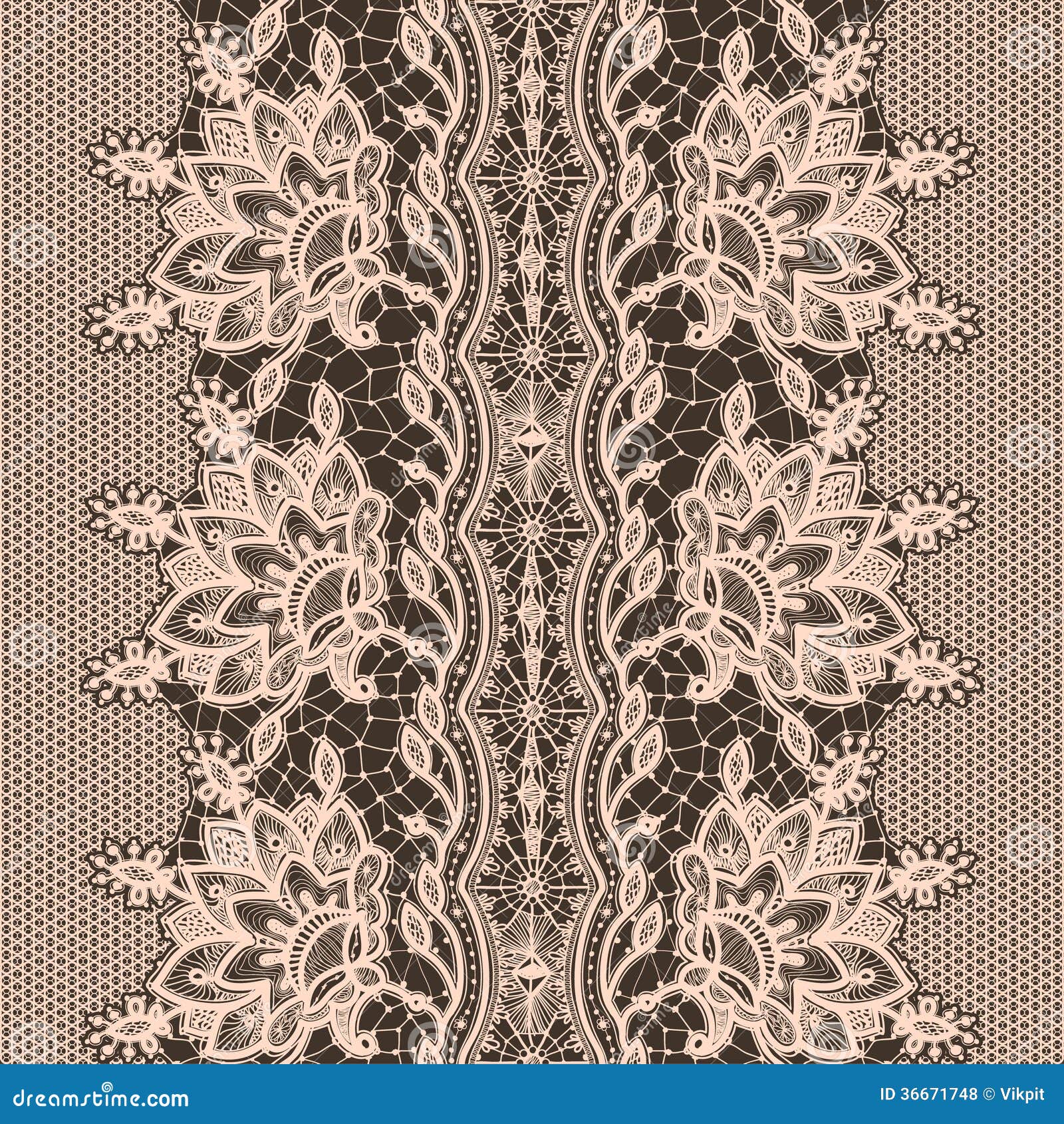 Abstract Lace Ribbon Seamless Pattern. Stock Vector Illustration of