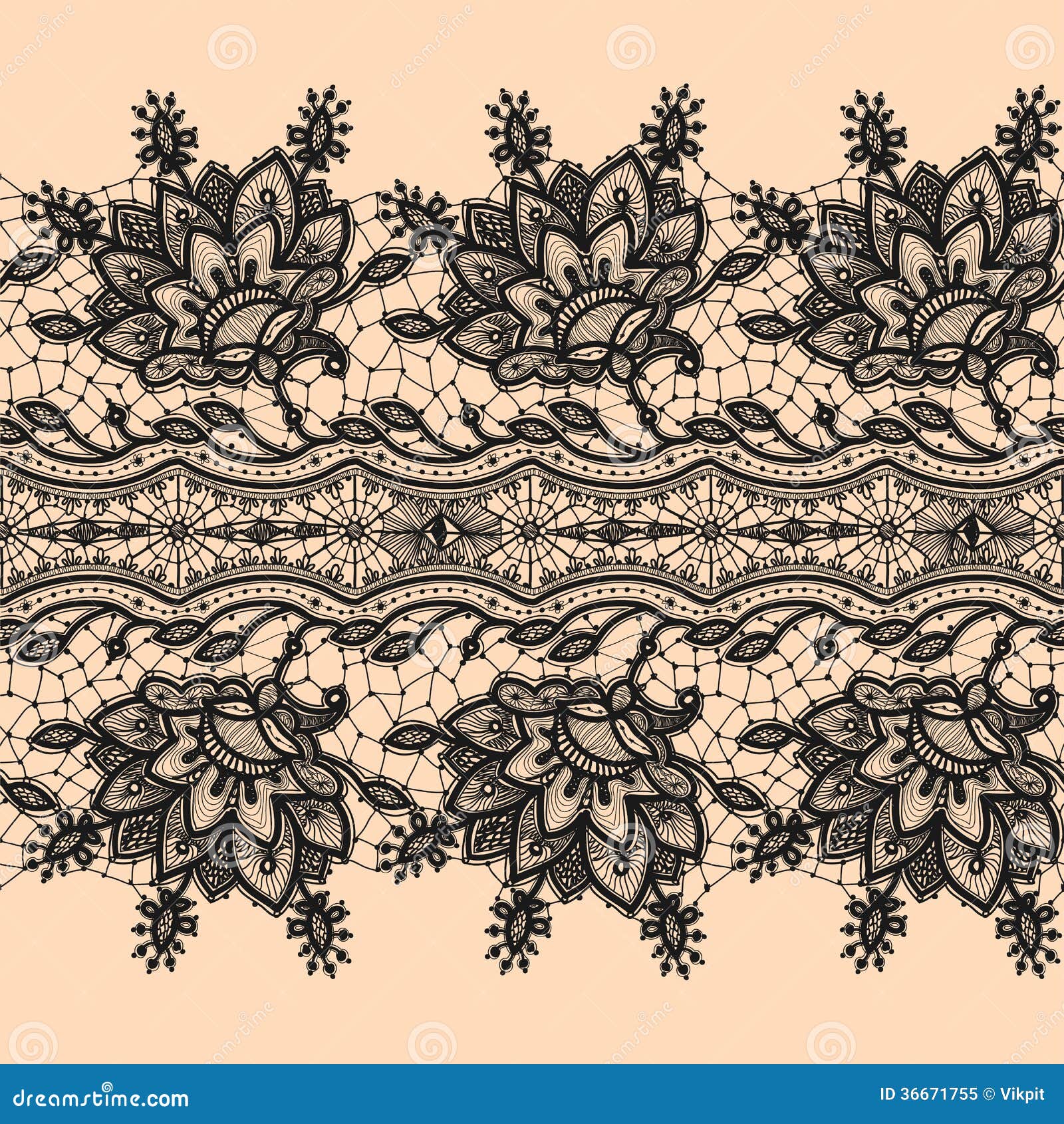 Lace Ribbon Seamless Pattern Stock Vector