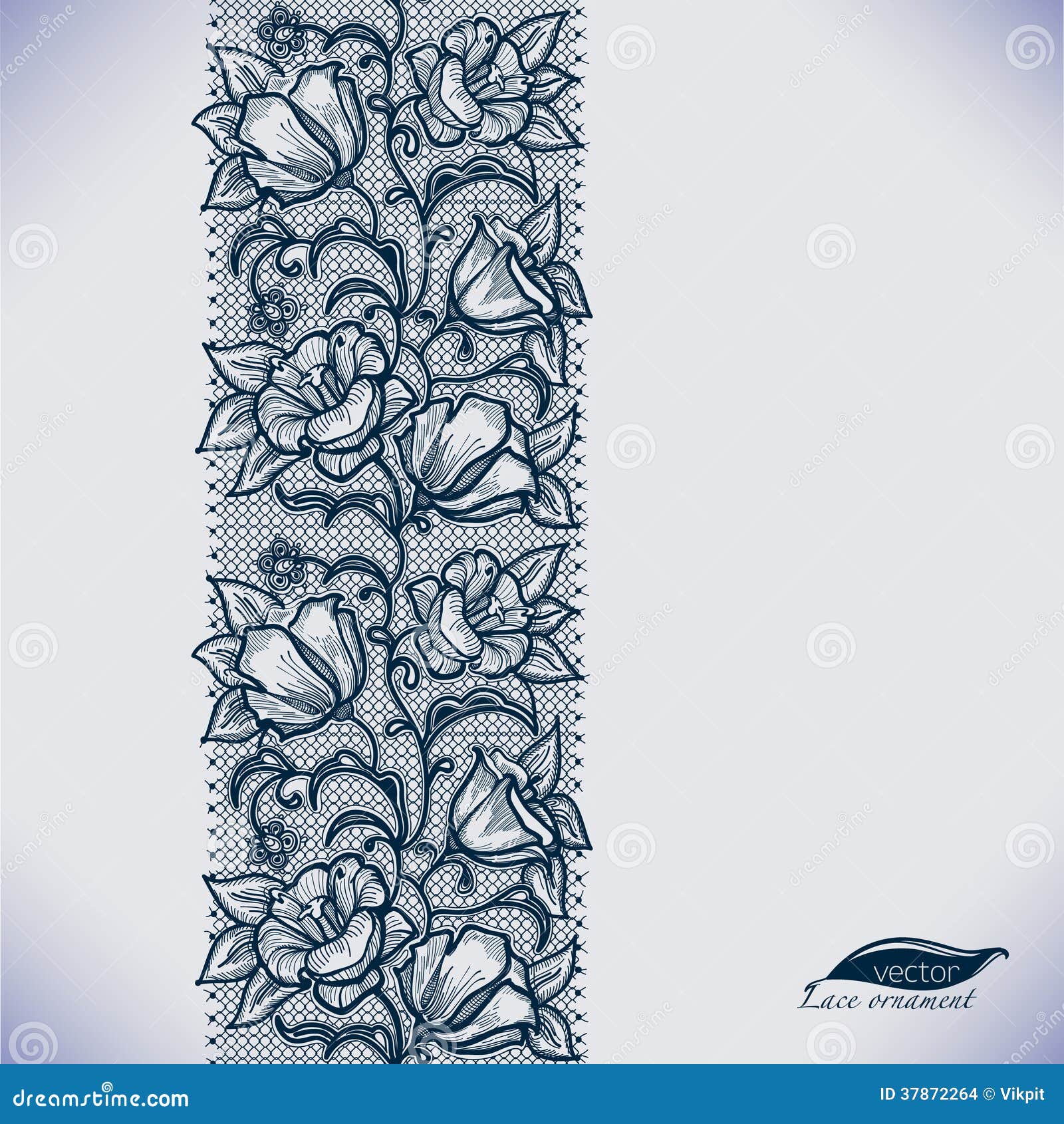 Black Lace Ribbon Vertical Seamless Pattern Stock Illustration