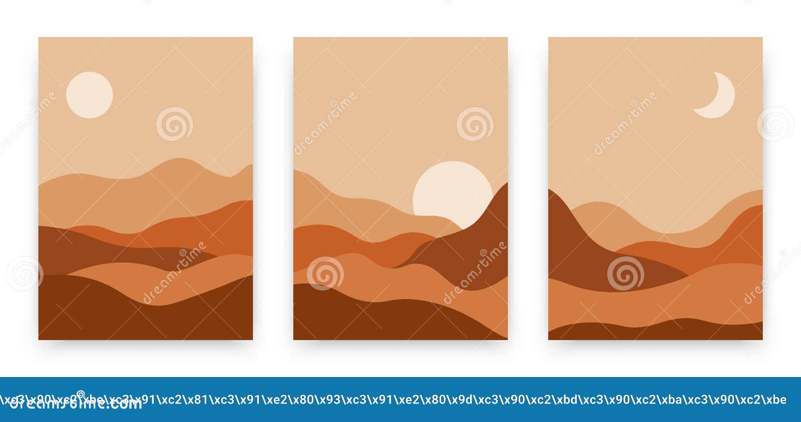 Abstract Landscape Posters Set. Contemporary Background, Modern Boho ...