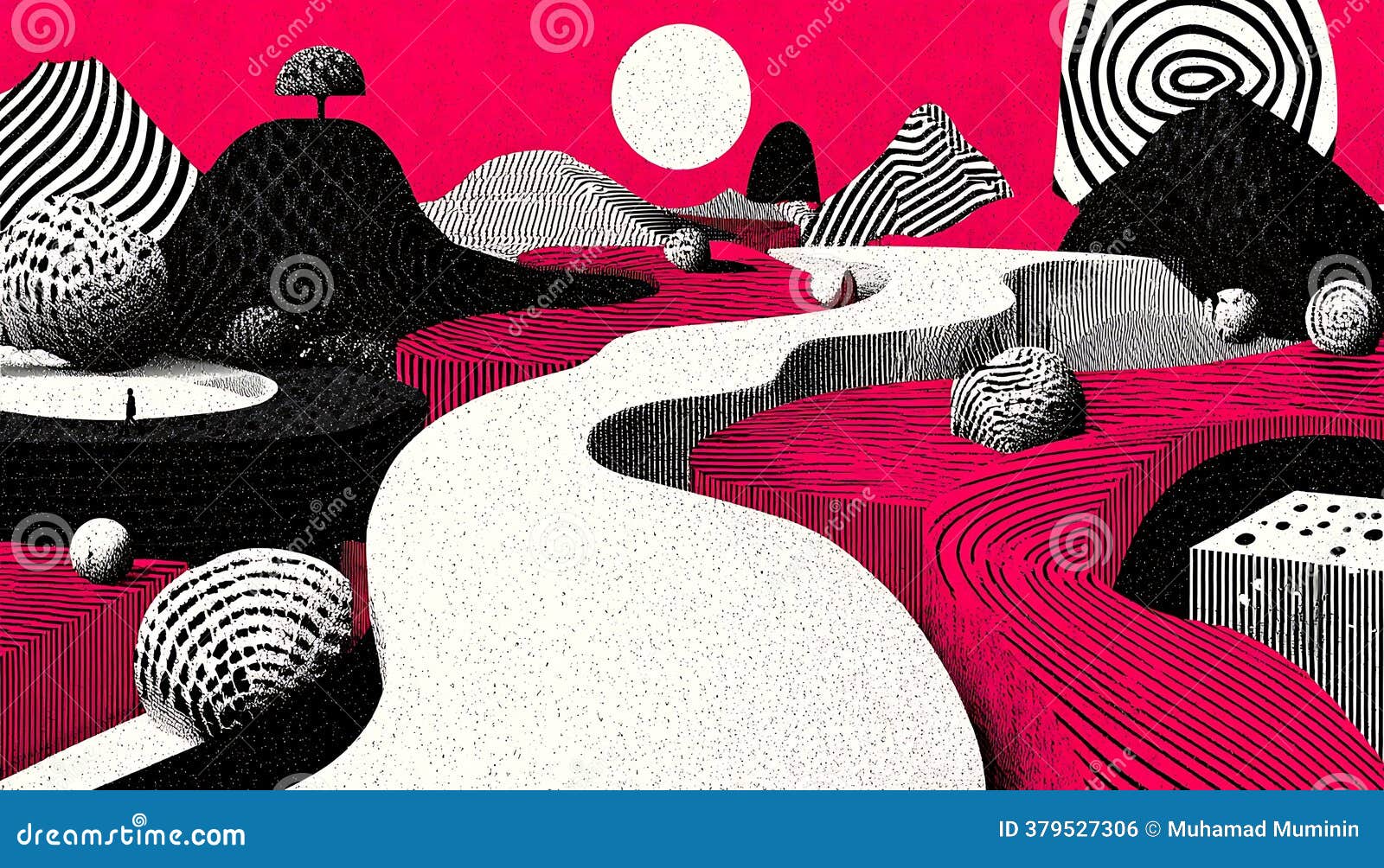 822 Whimsical Digital Illustration Vibrant Abstract Landscape