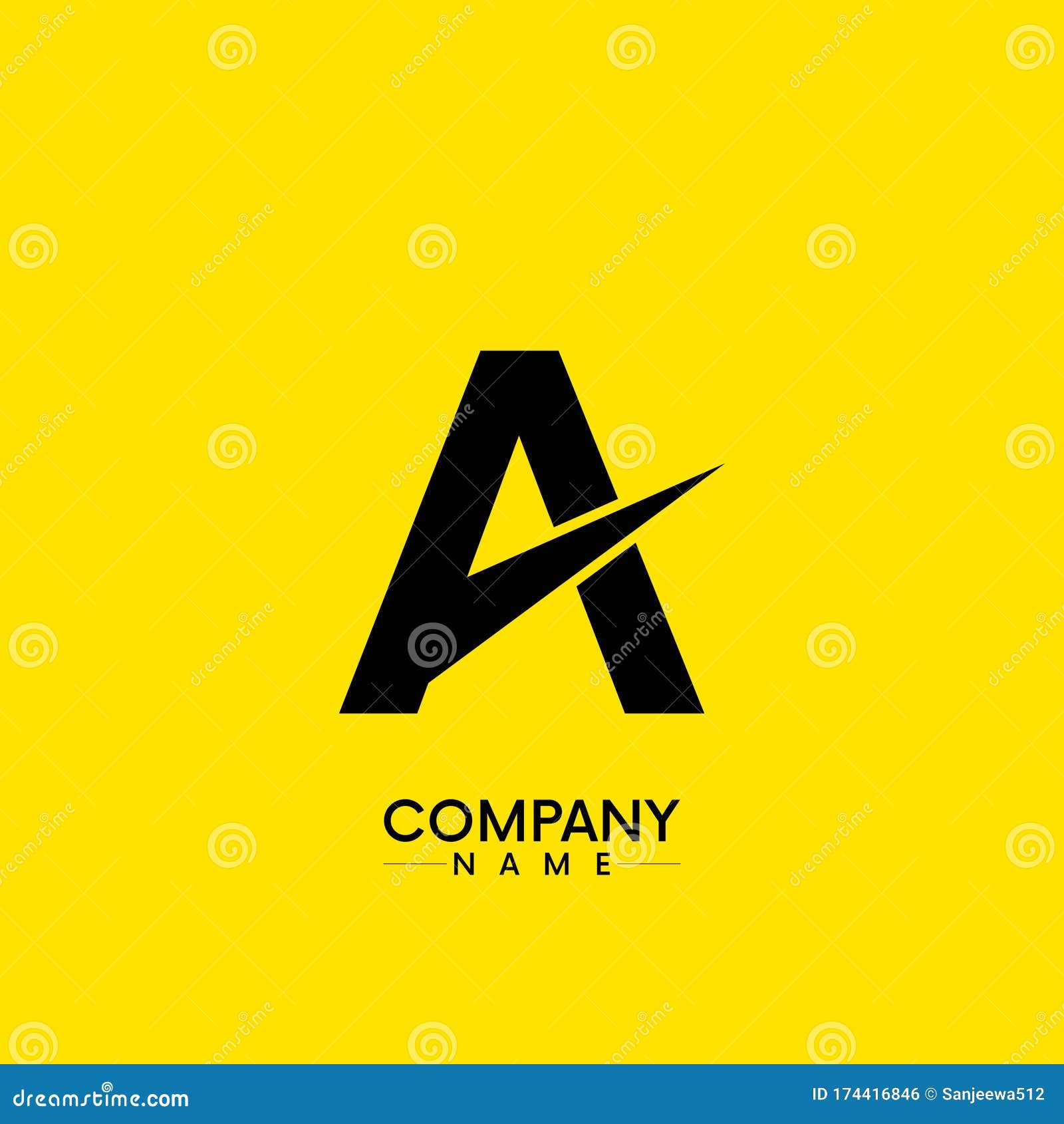 Abstract Letter a, AA Company Logo for Business Vector of the Yellow ...