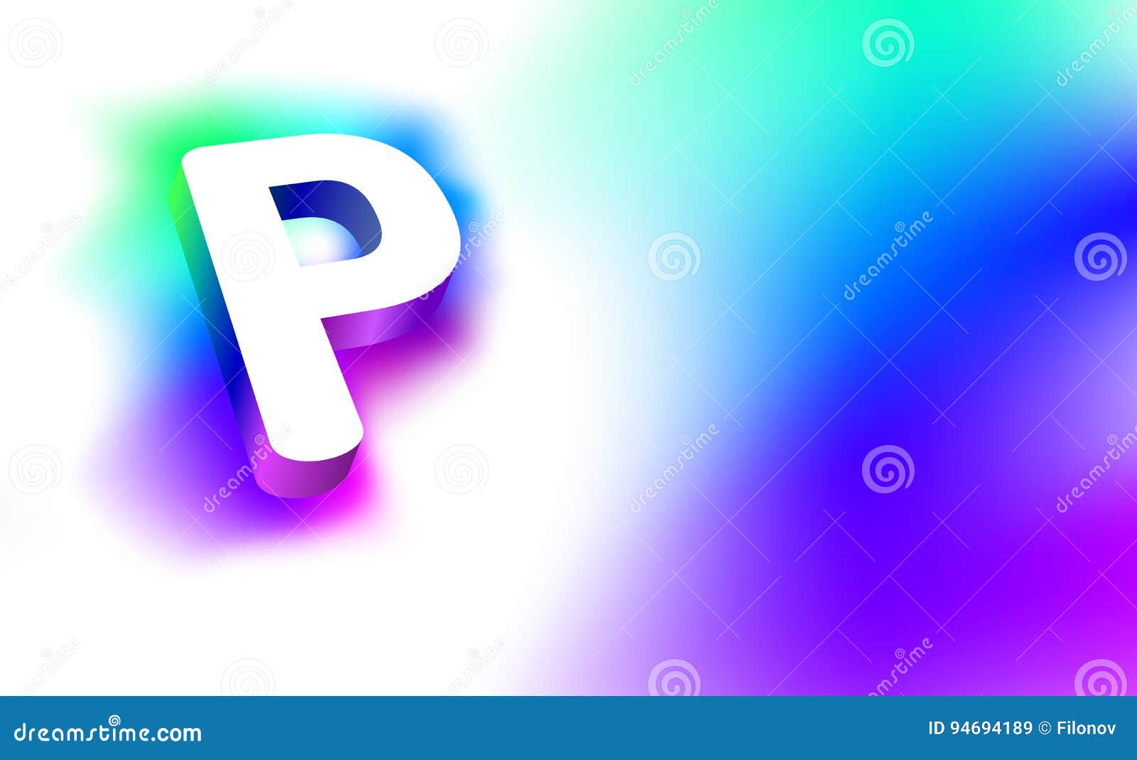 Abstract Letter P. Template of Creative Glow 3D Logo Corporate ...