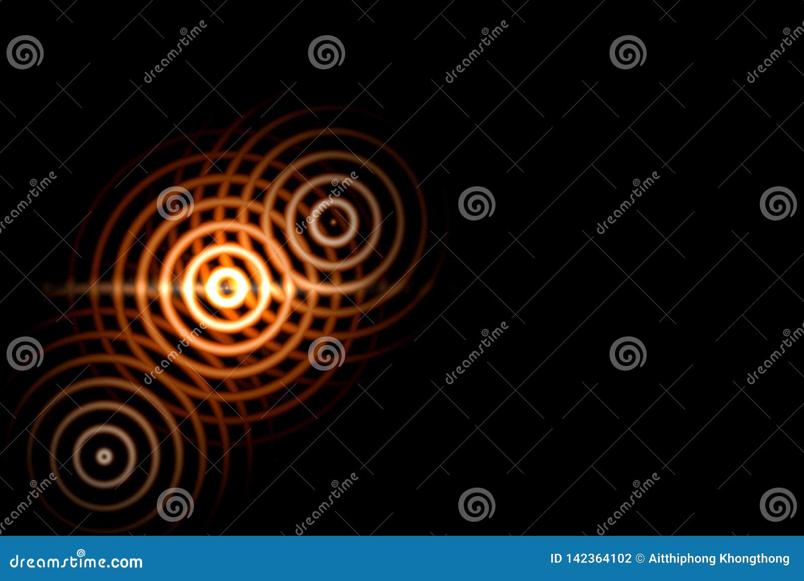 Abstract Light Background, Orange Sound Waves Oscillating with Circle