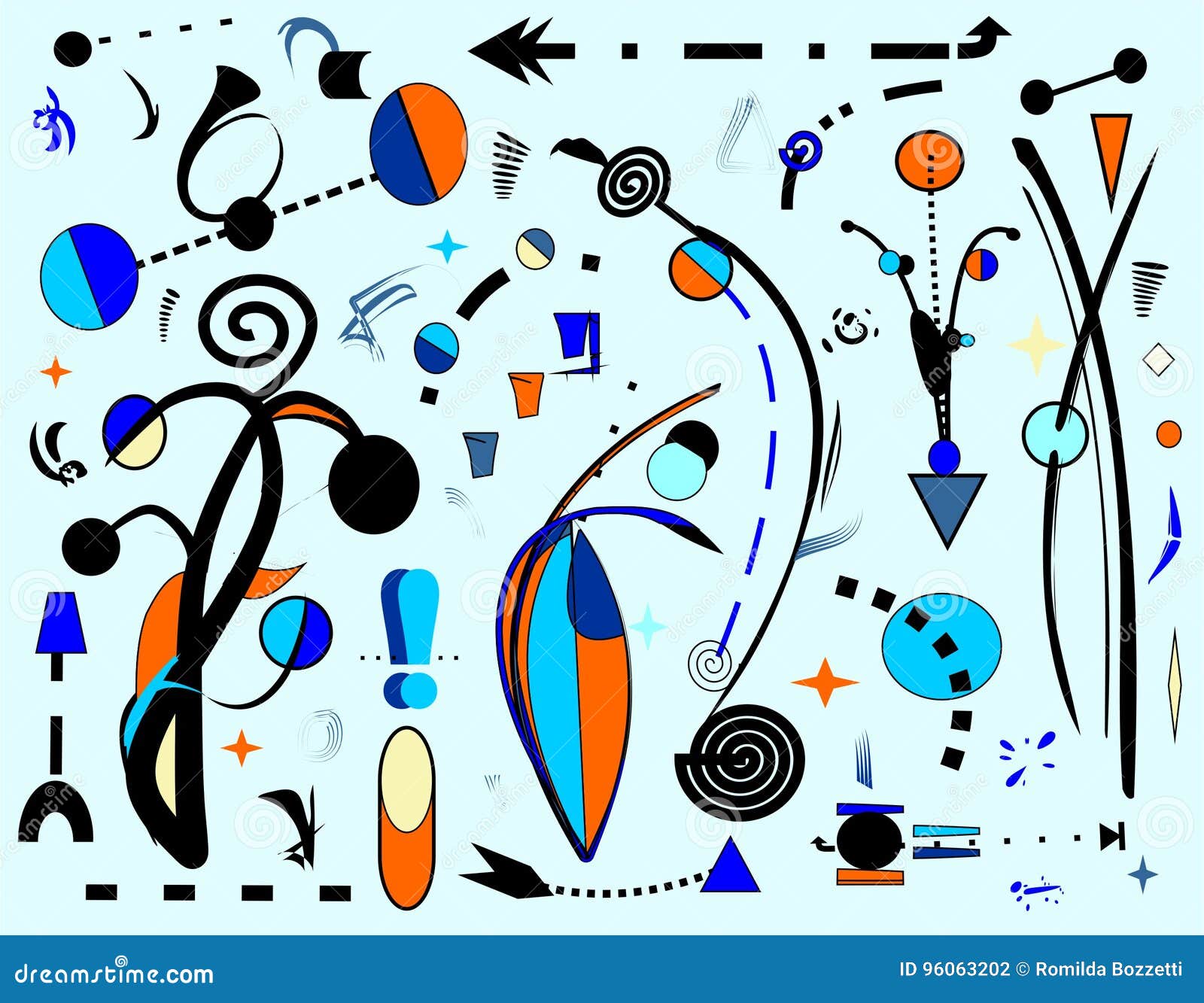 abstract light blue background, ispired by miro `french painter