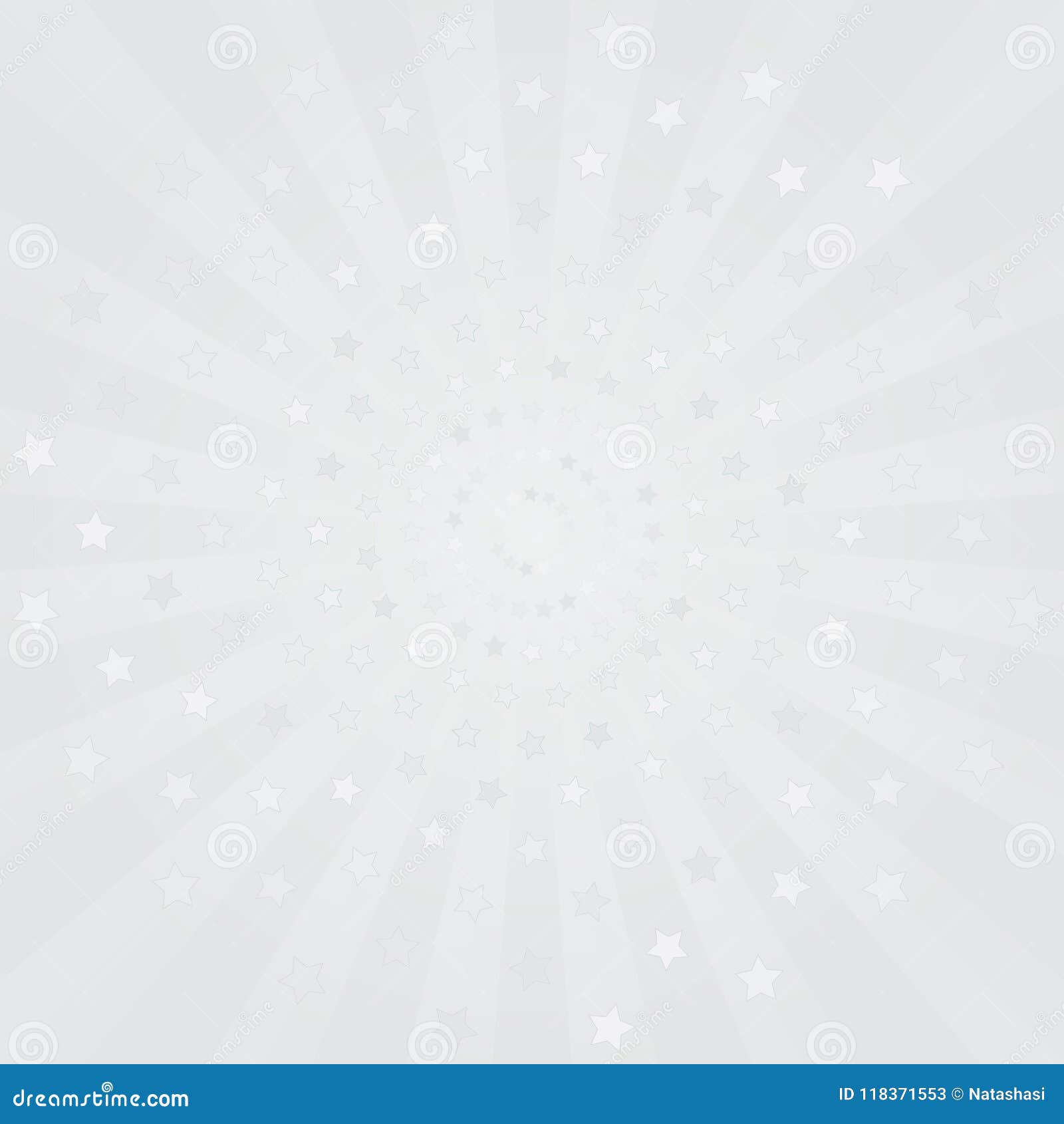 Abstract Light Gray White Rays And Stars Background. Vector Stock