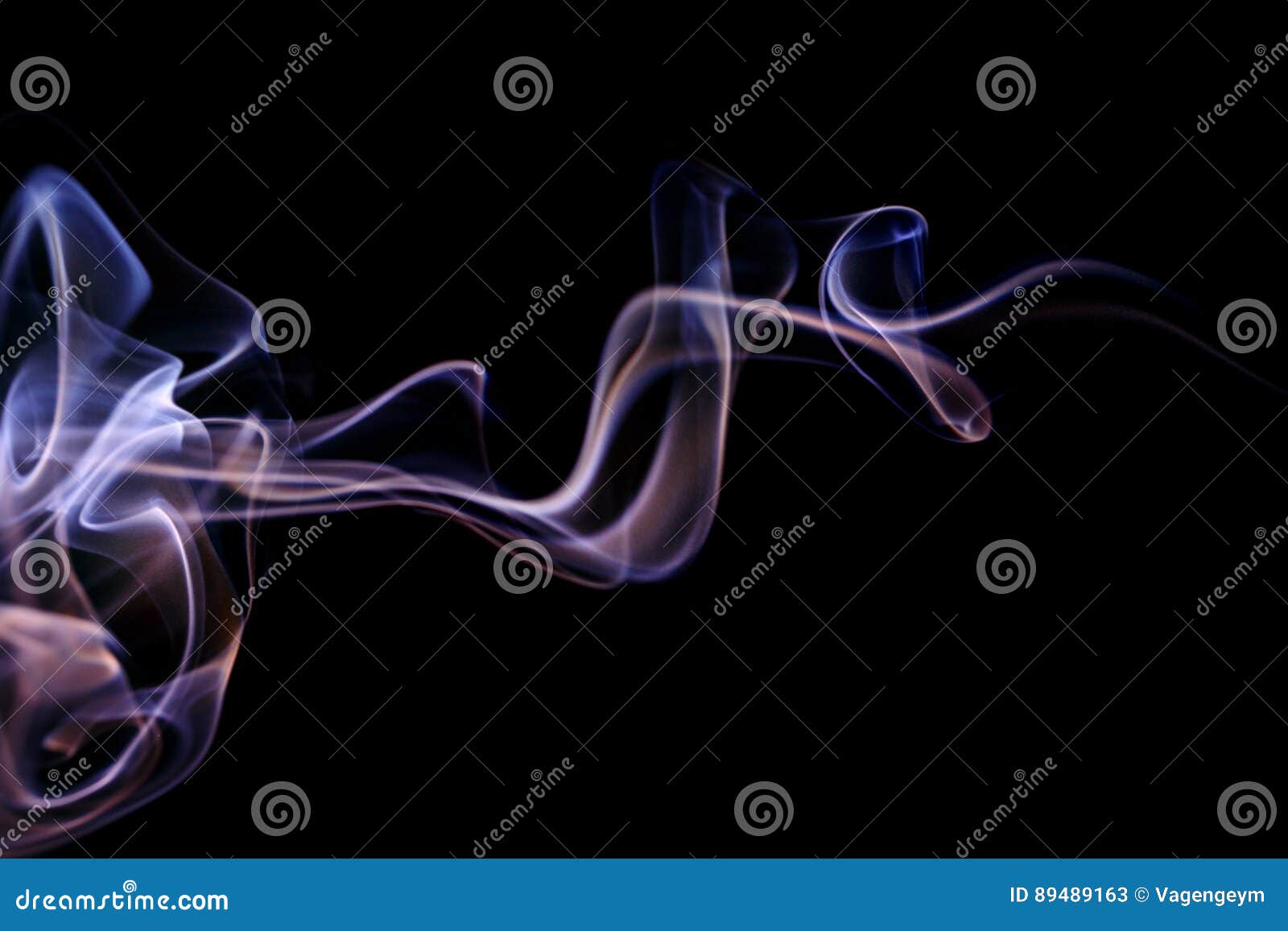 abstract lilac blue smoke from aromatic sticks.