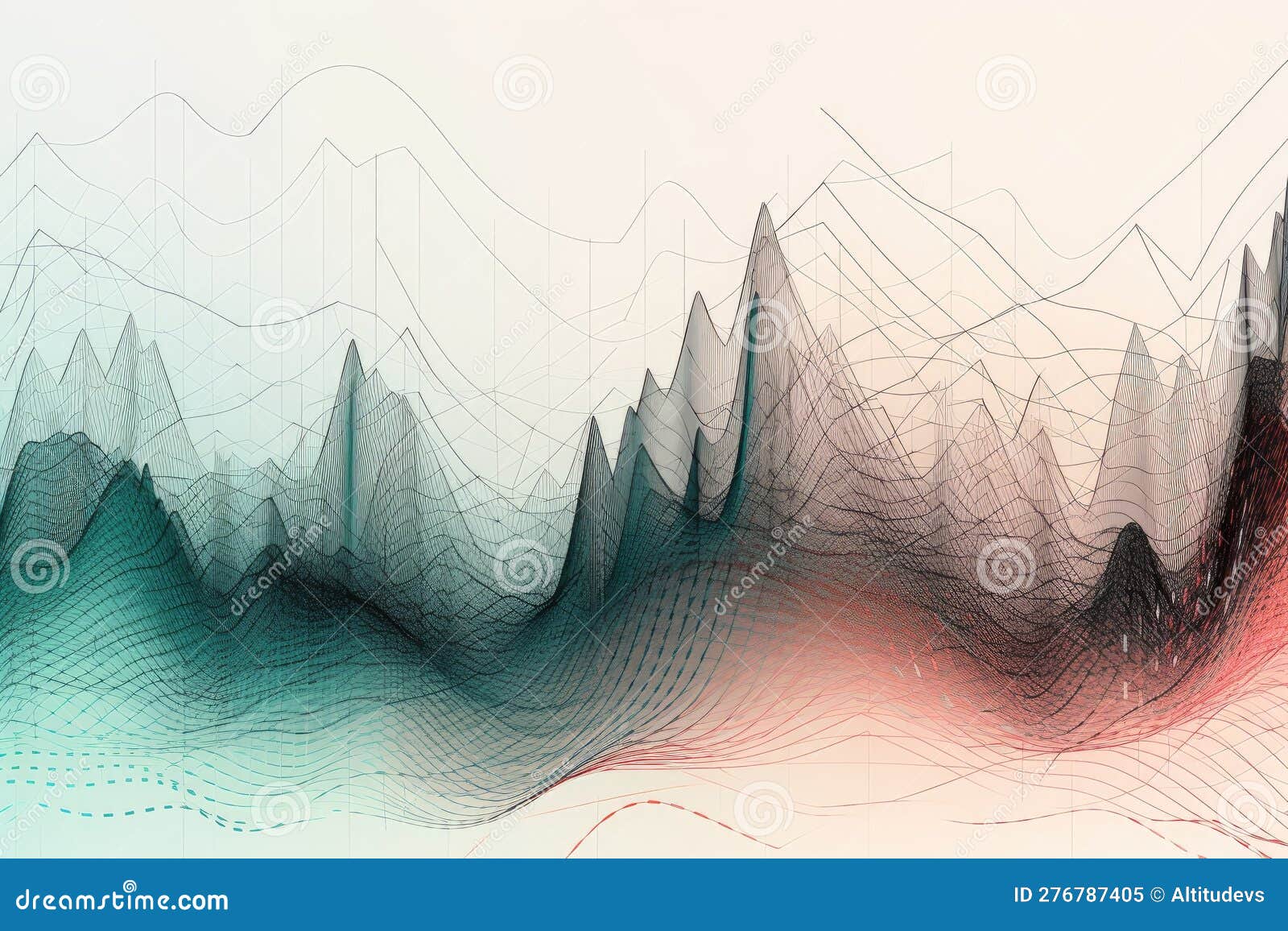 Abstract Line Art Illustration of Waveform with Different Wave Shapes and Undulating Lines Stock