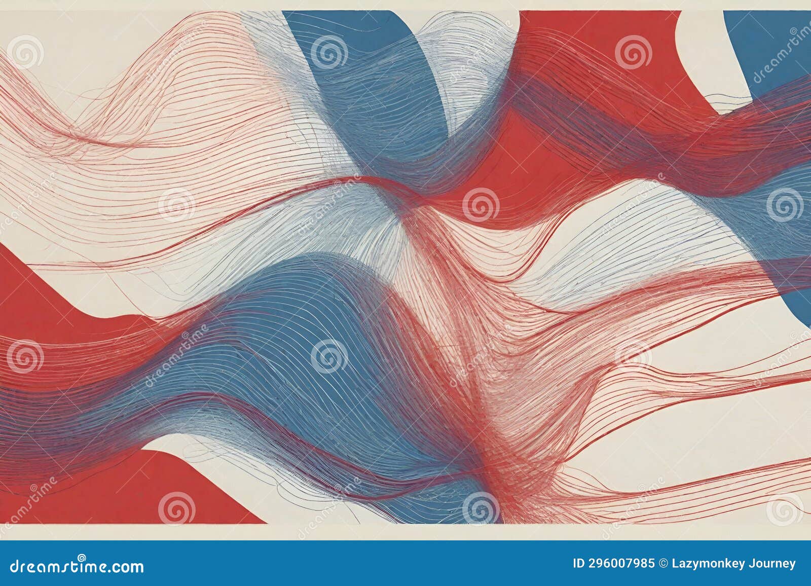 Abstract Line Background with Red and Blue Line, Art Stock Illustration