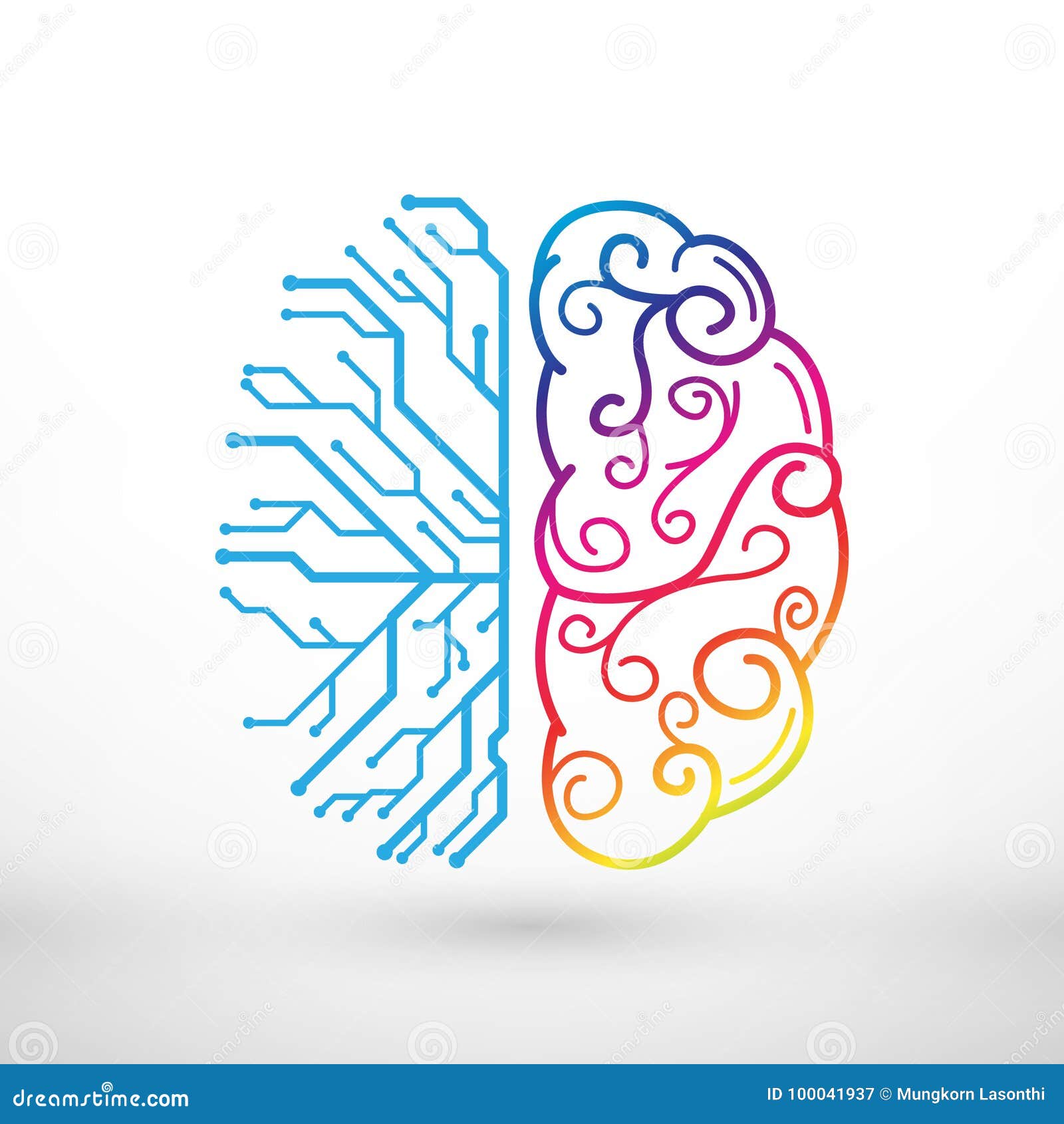 abstract lines left and right brain functions concept