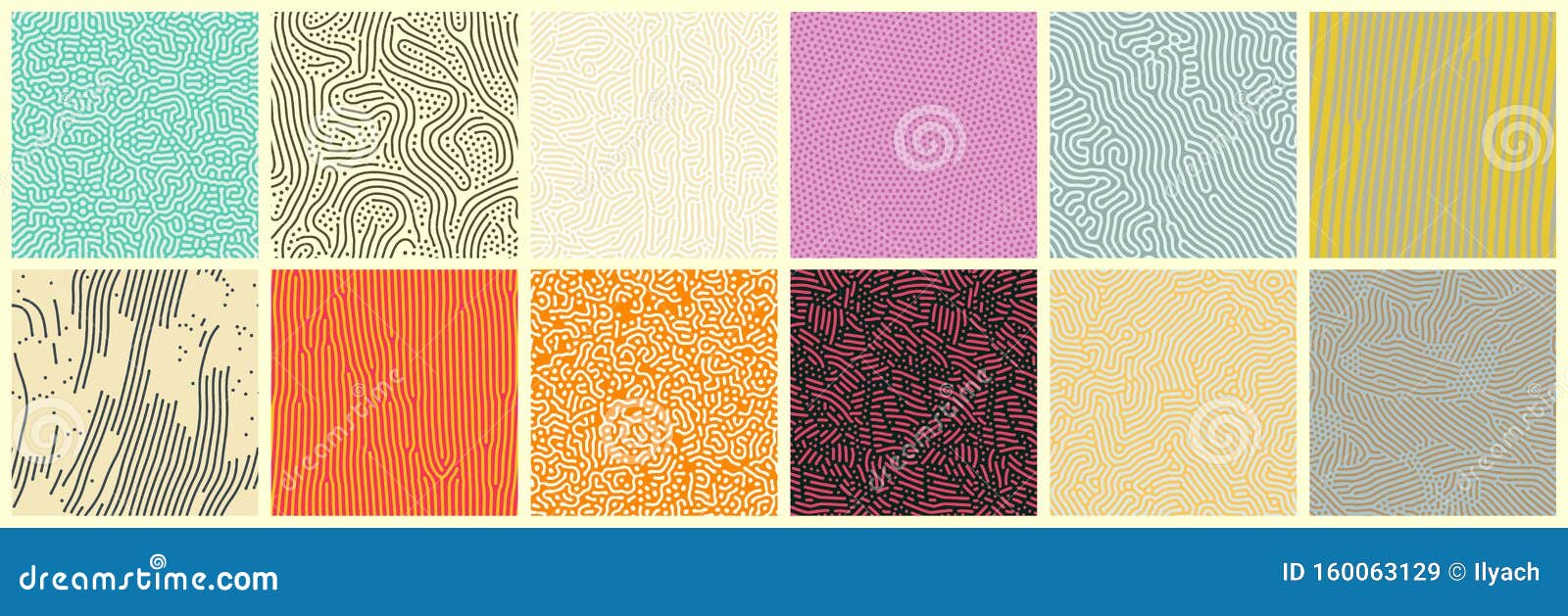 abstract lines seamless patterns,  modern trnedy backgrounds set. organic patterns with color memphis dots and irregular