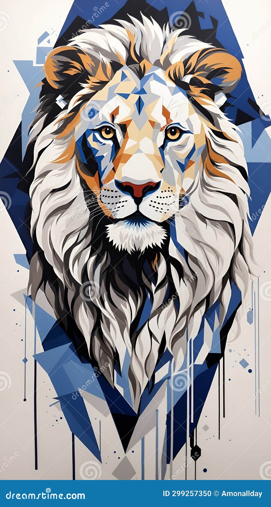 abstract lion artwork geometric acrylic animal painting colorful background digital art 