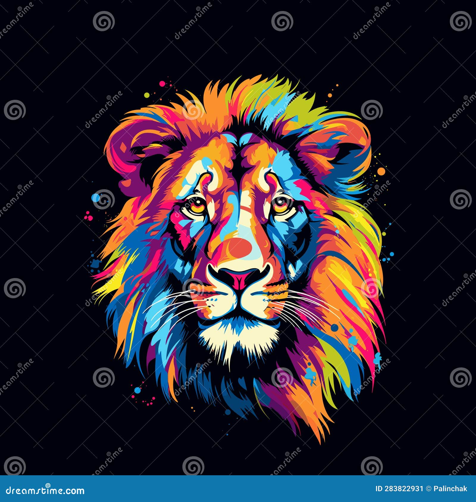 abstract lion portrait in pop art  style . ai generated
