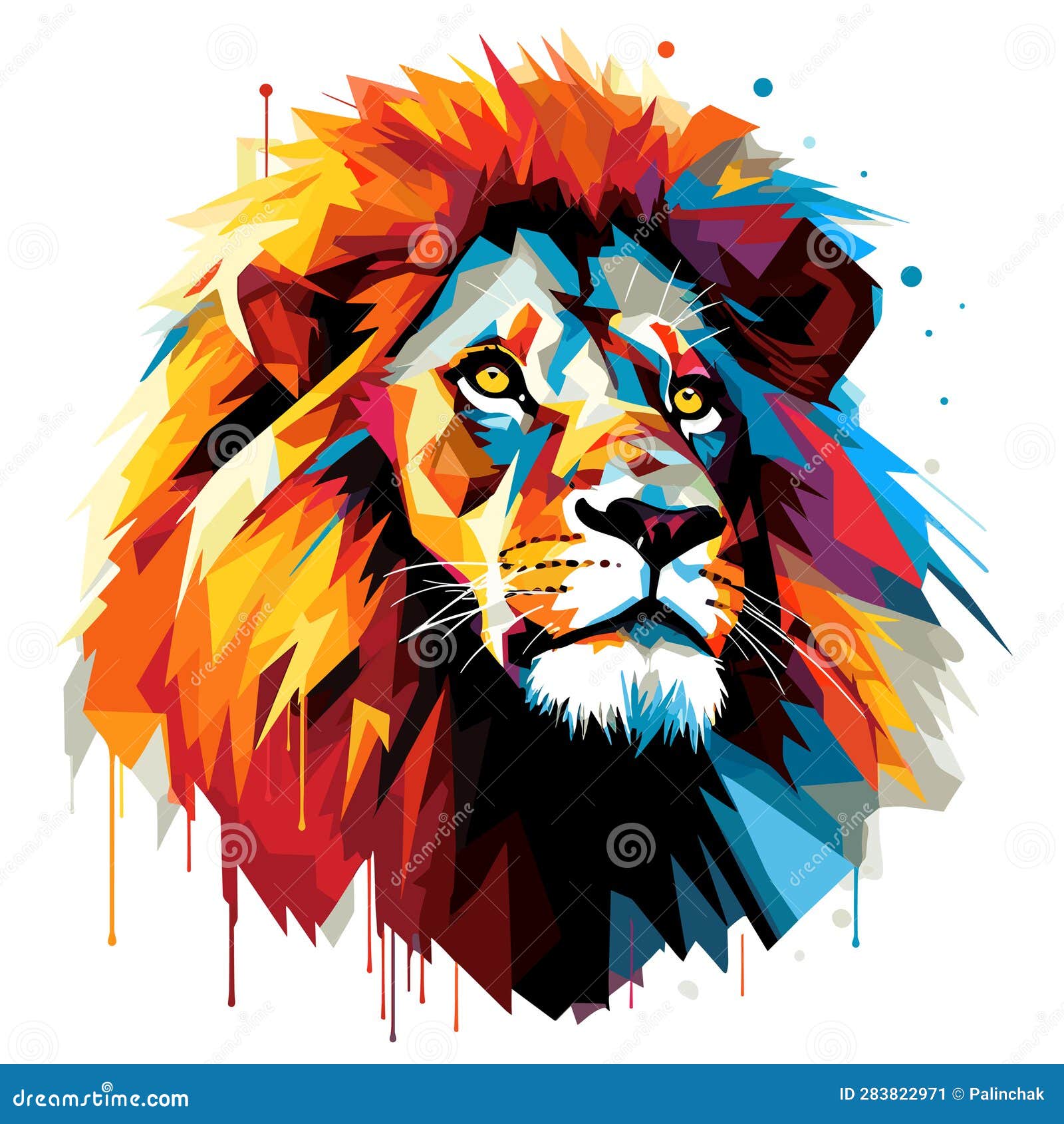 abstract lion portrait in pop art  style . ai generated