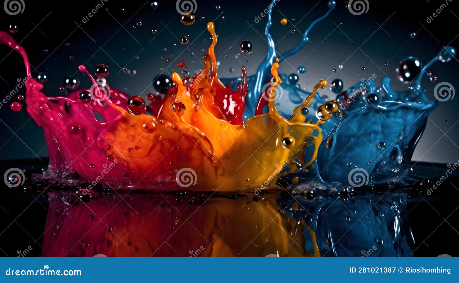 Abstract Liquid Color Explosion Colorful Artistic Yellow Blue
