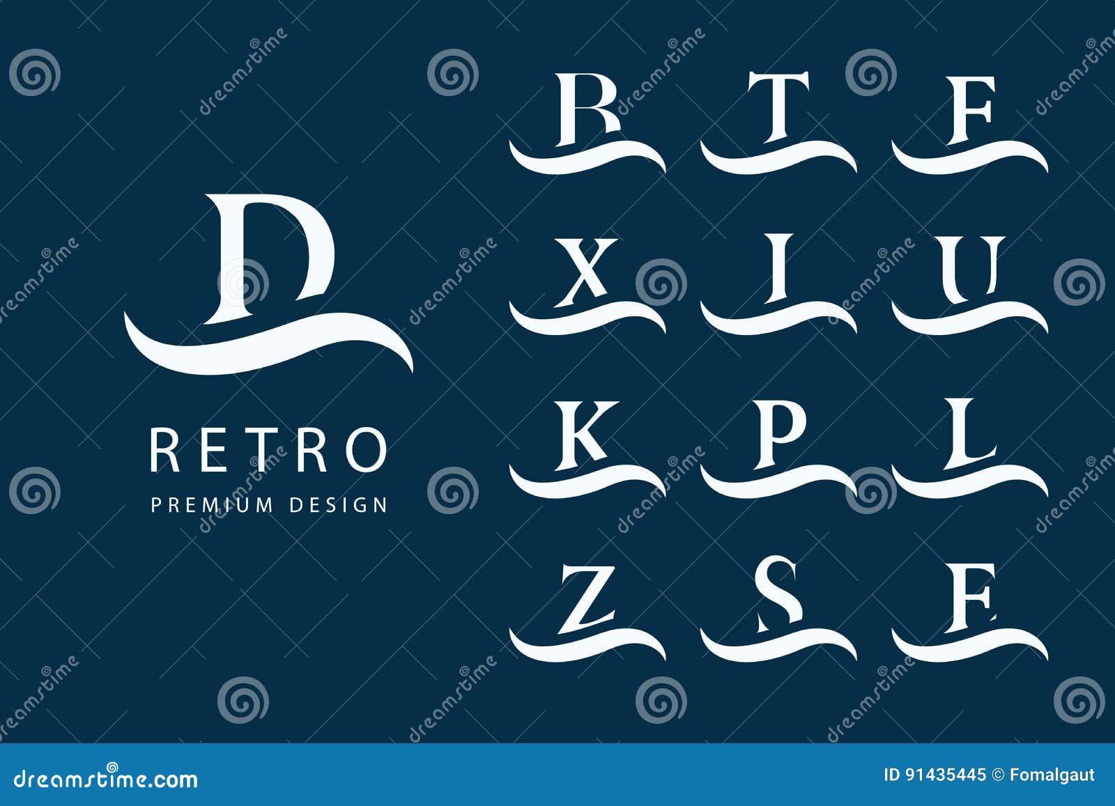 abstract logo . modern emblems. set of capital letters on the wave. mark of distinction. minimum s. universal templat
