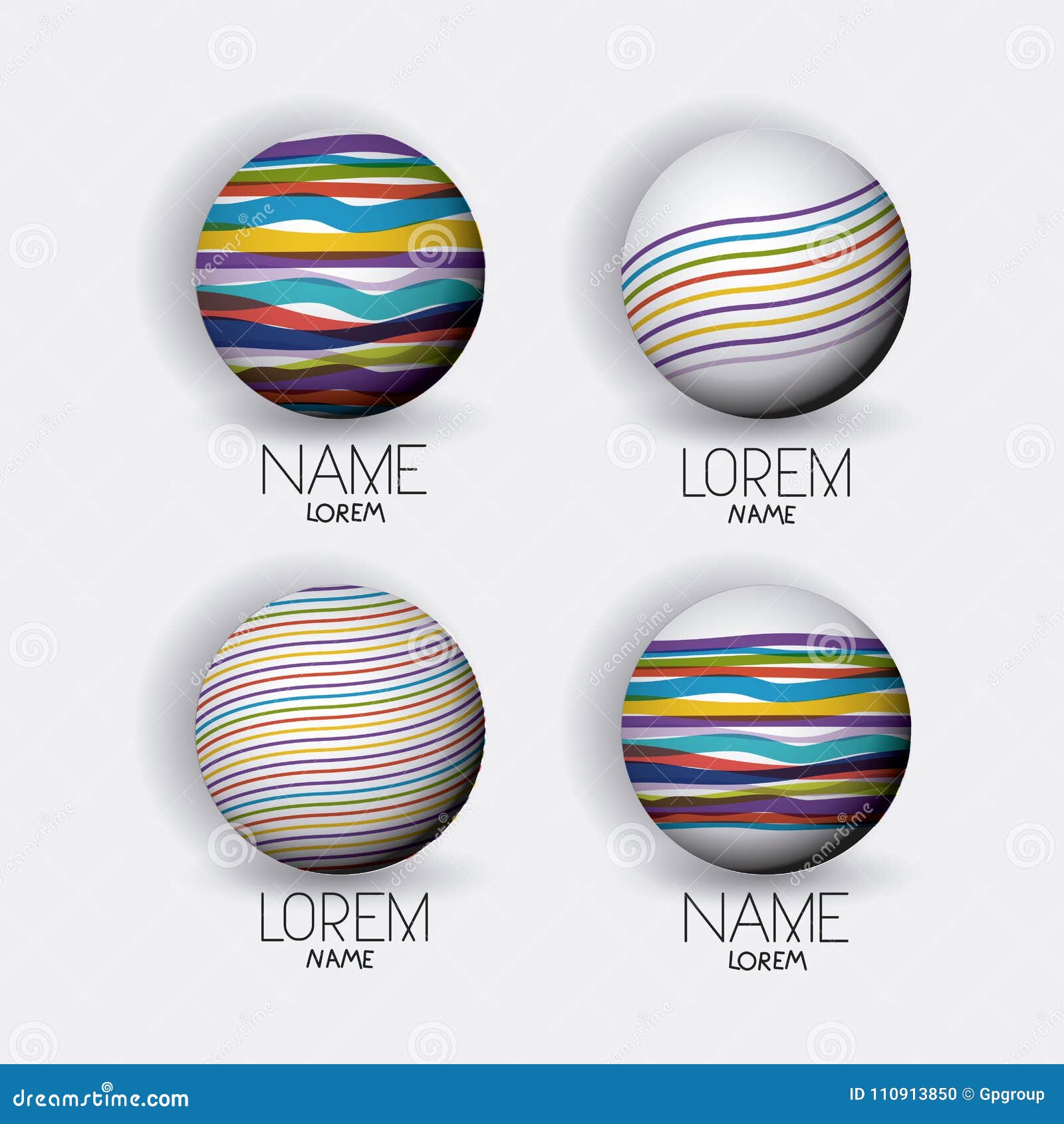 Abstract Logo Modern Globes Icon Set With Colorful Decorative Lines