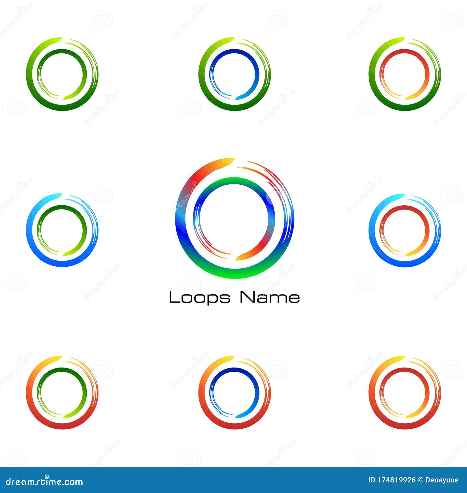 Abstract Loop Logo with Geometric Circle Wheels Set. Business Icon, Web ...