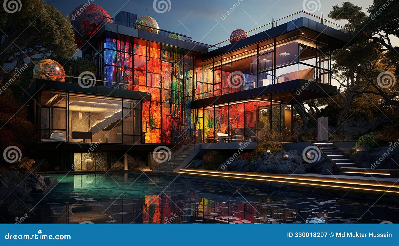 abstract a luxurious house in mixes realistic