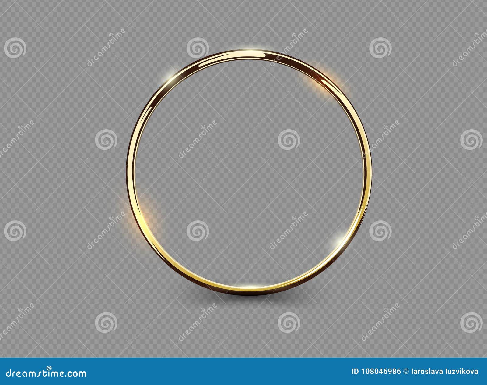 abstract luxury golden ring on transparent background.  light circles spotlight light effect. gold color round frame.