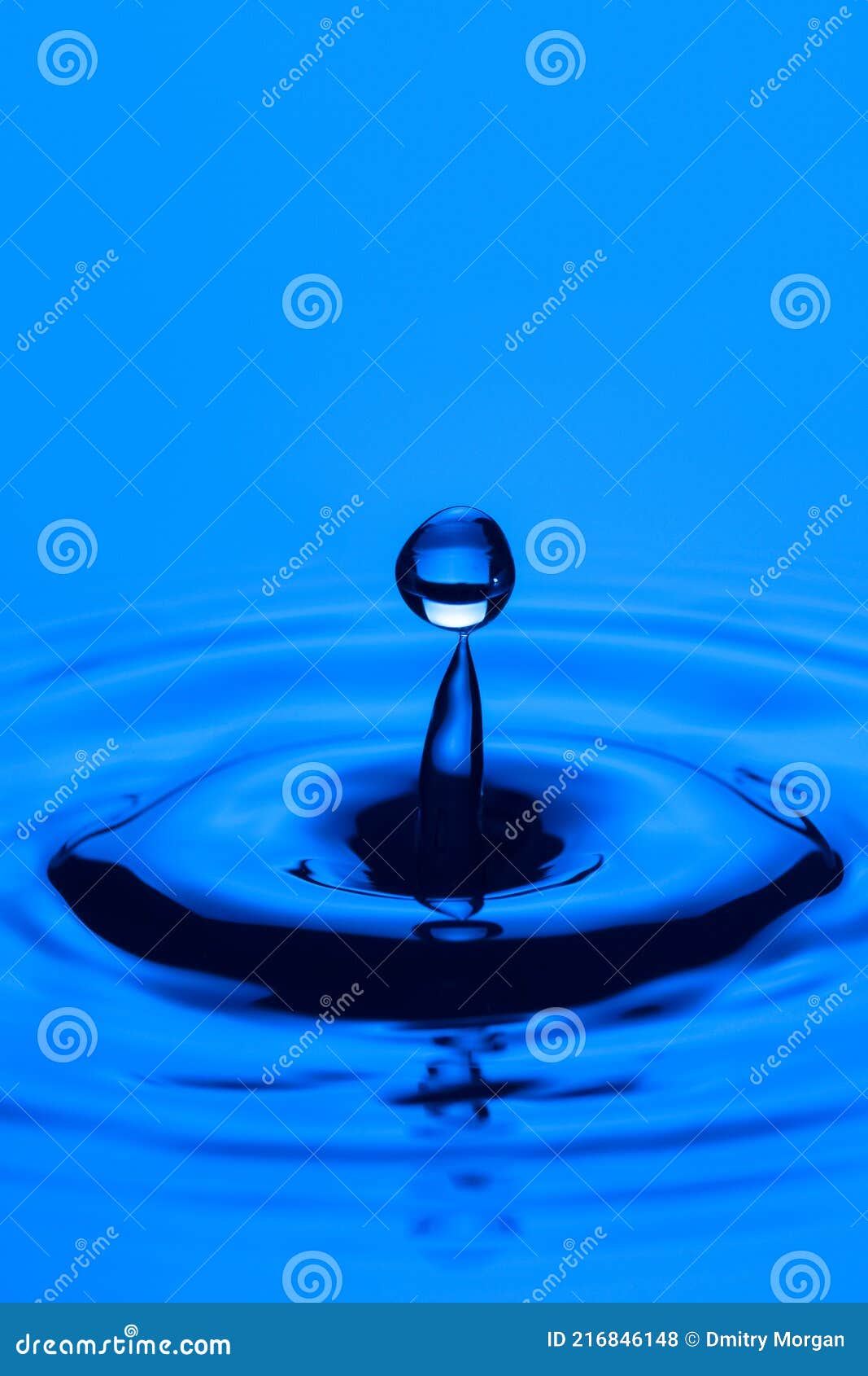 Abstract Macro Closeup Shot of Multiple Round Water Droplet Falling