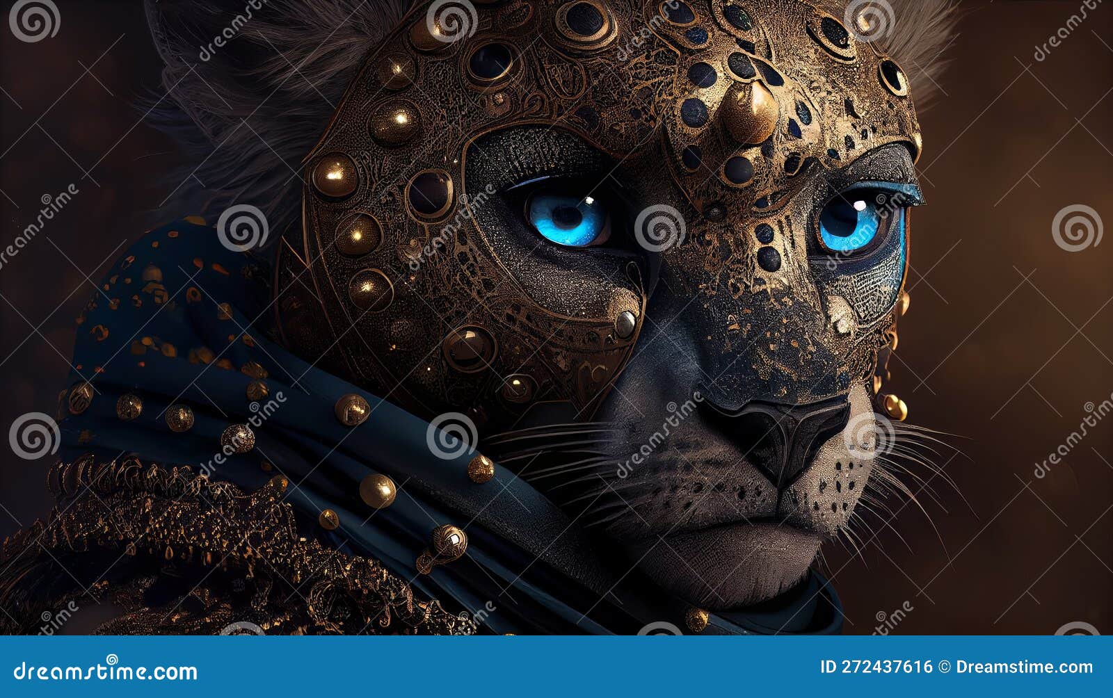 abstract magic cheetah jaguar cat face portrait ai generated artwork.
