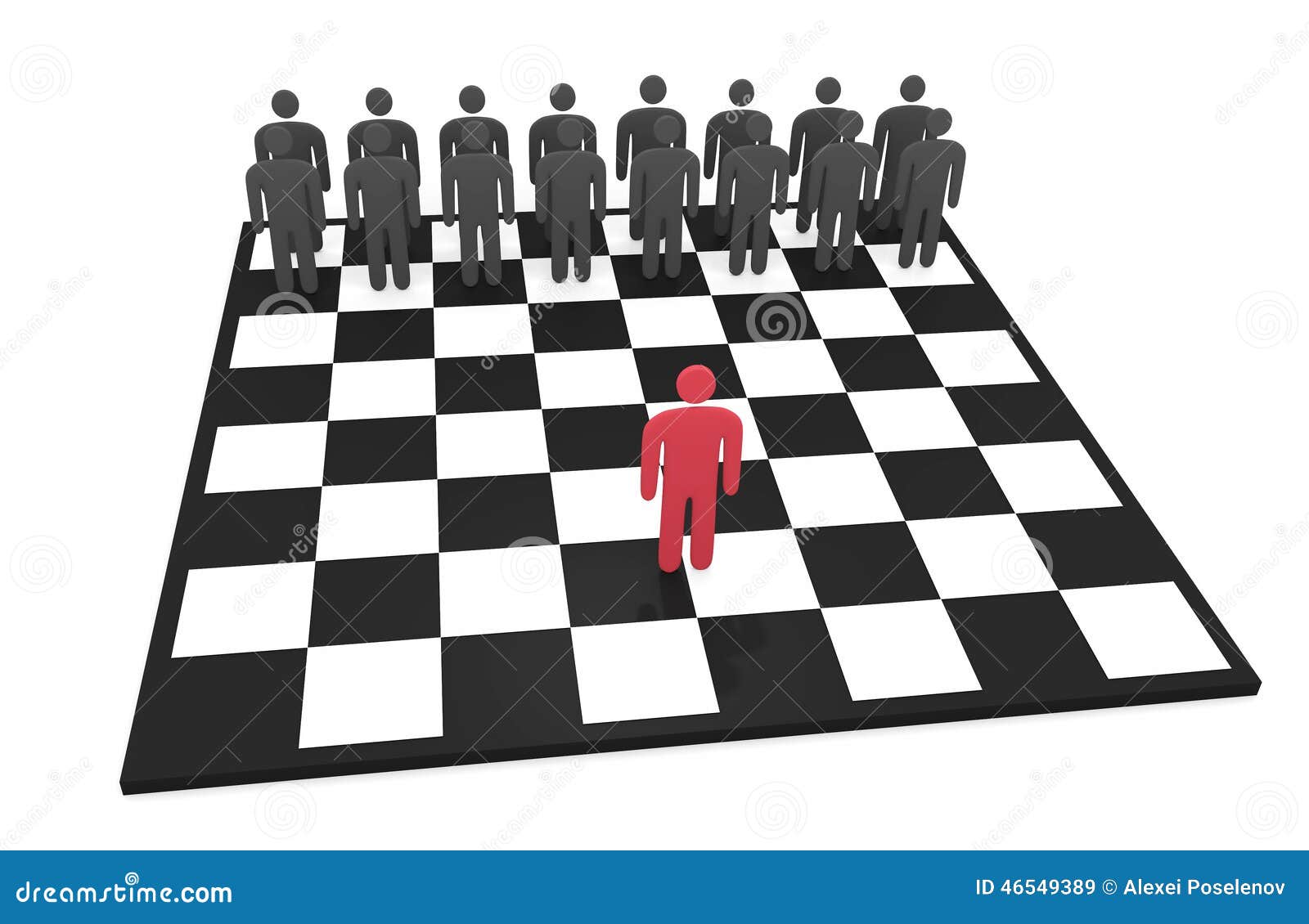 Abstract Man Character Stands On A Chessboard Before Opposing Team ...