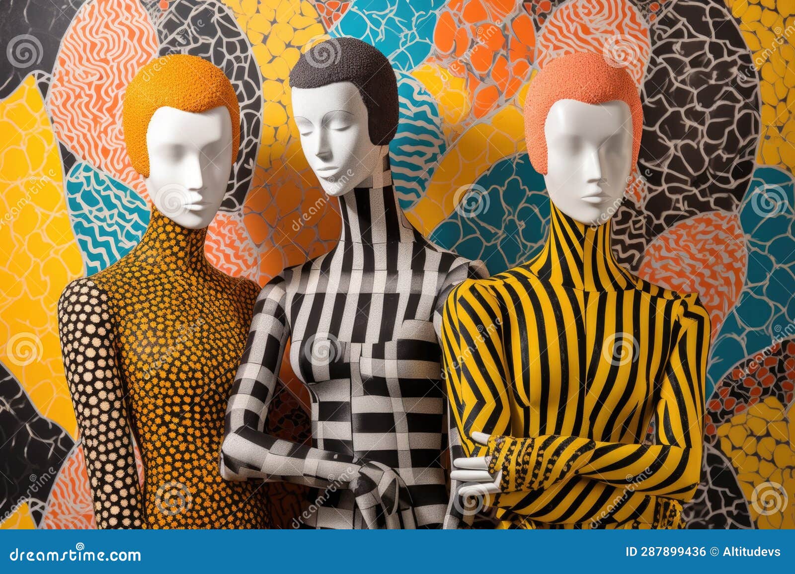 Abstract Mannequins with Bold Patterns and Textures Stock Illustration Illustration of