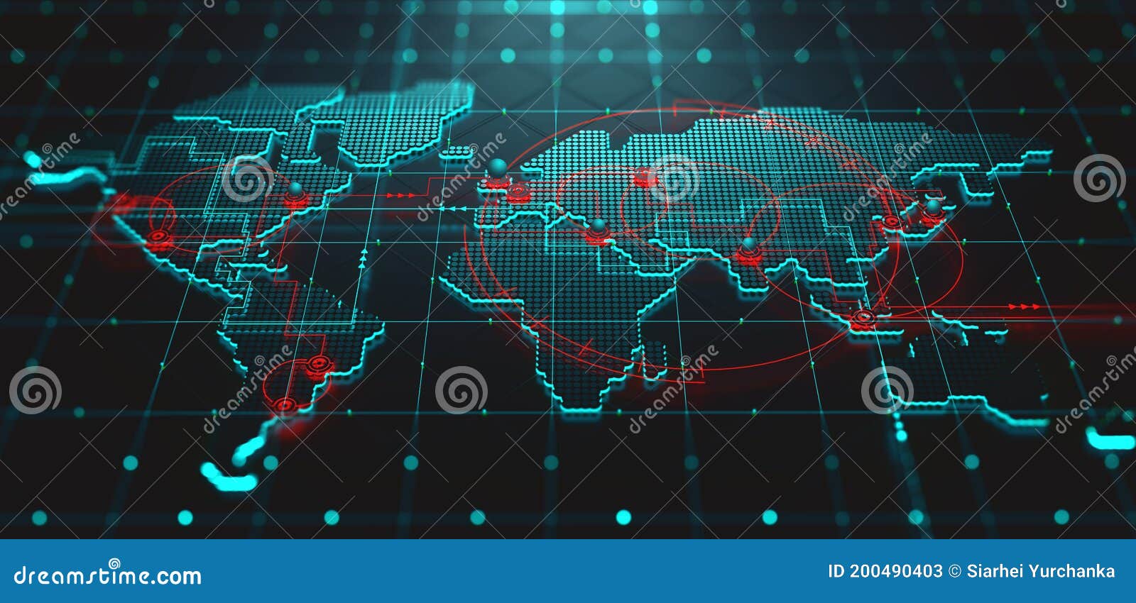 Abstract Map Of Continents. Globalization And Geopolitics In High-tech 