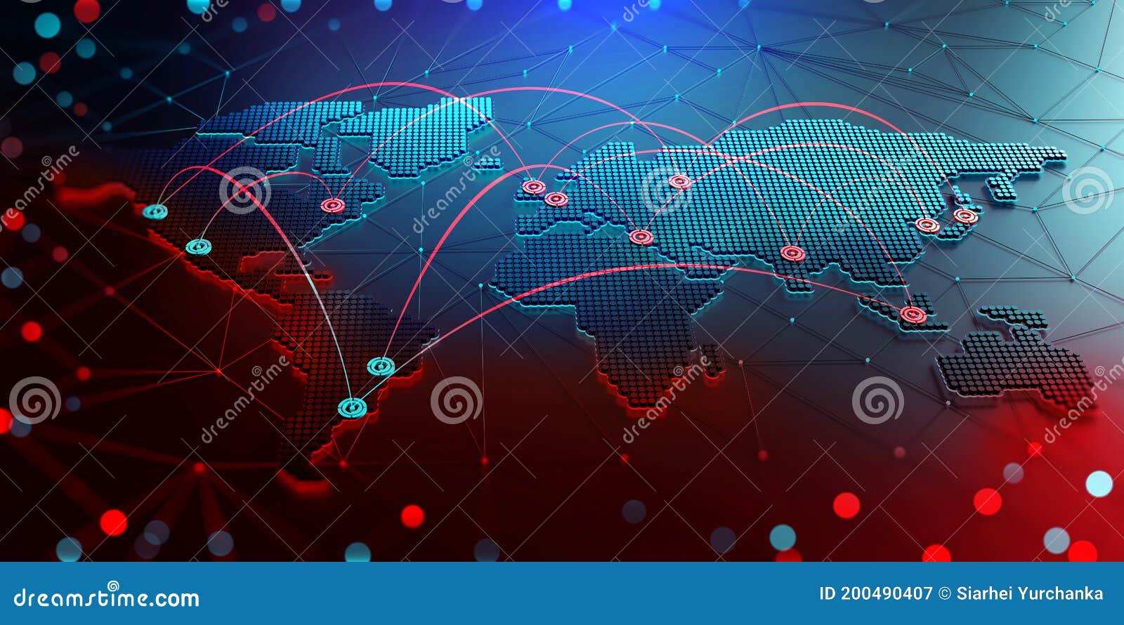 abstract map of continents. globalization and geopolitics in high-tech world of future