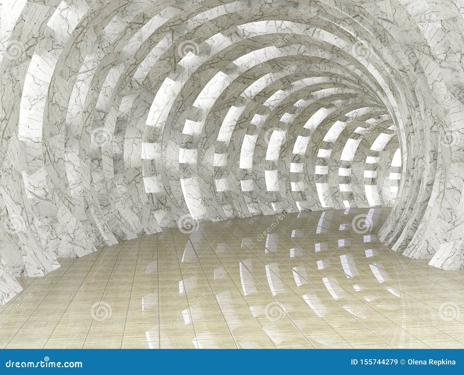 abstract marble round tunnel 3d rendering