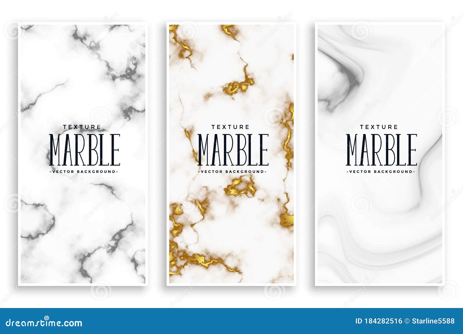 Abstract Marble Texture Banners Set Stock Vector Illustration of
