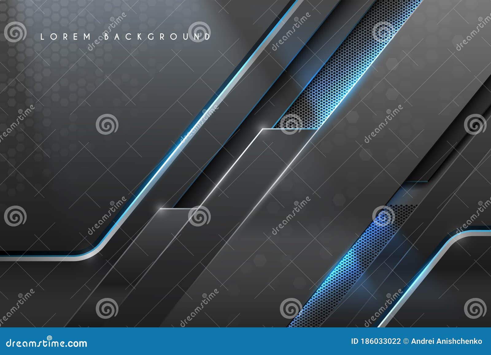 abstract metal background with blue light