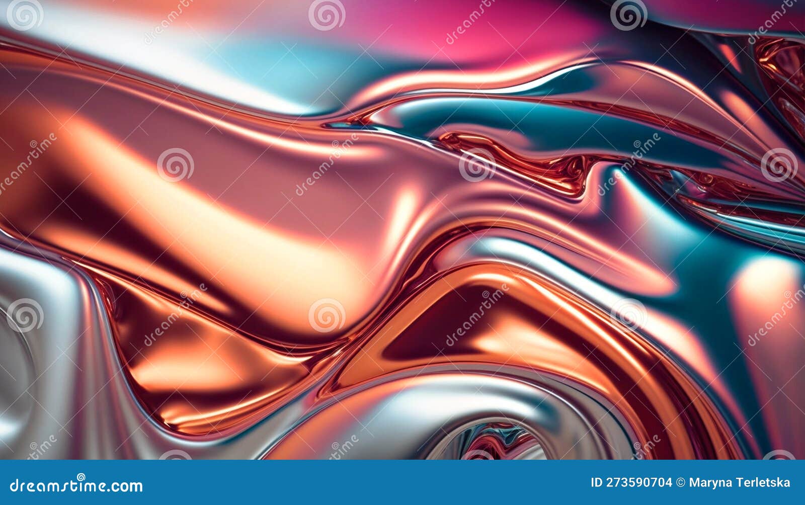 Abstract Metallic Chrome Background in Pink, Blue and Silver Colors