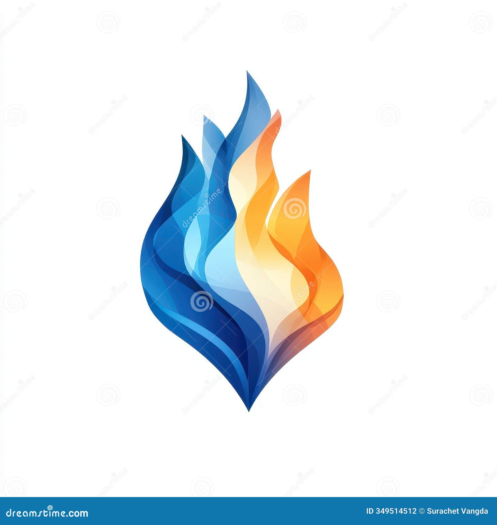 abstract minimalist blue and orange flame logo 