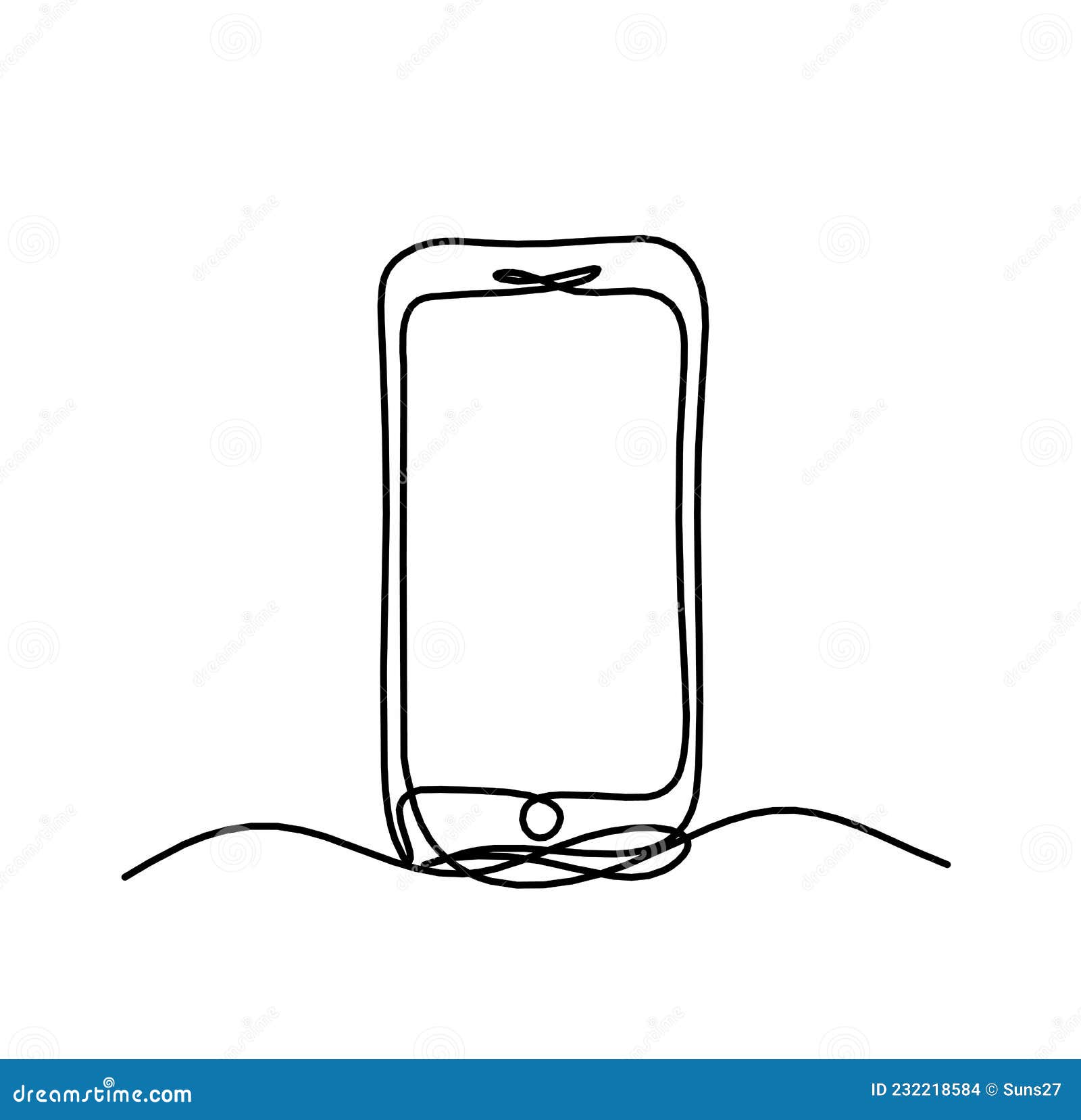 Abstract Mobile As Line Drawing on White Stock Vector Illustration of screen, communication