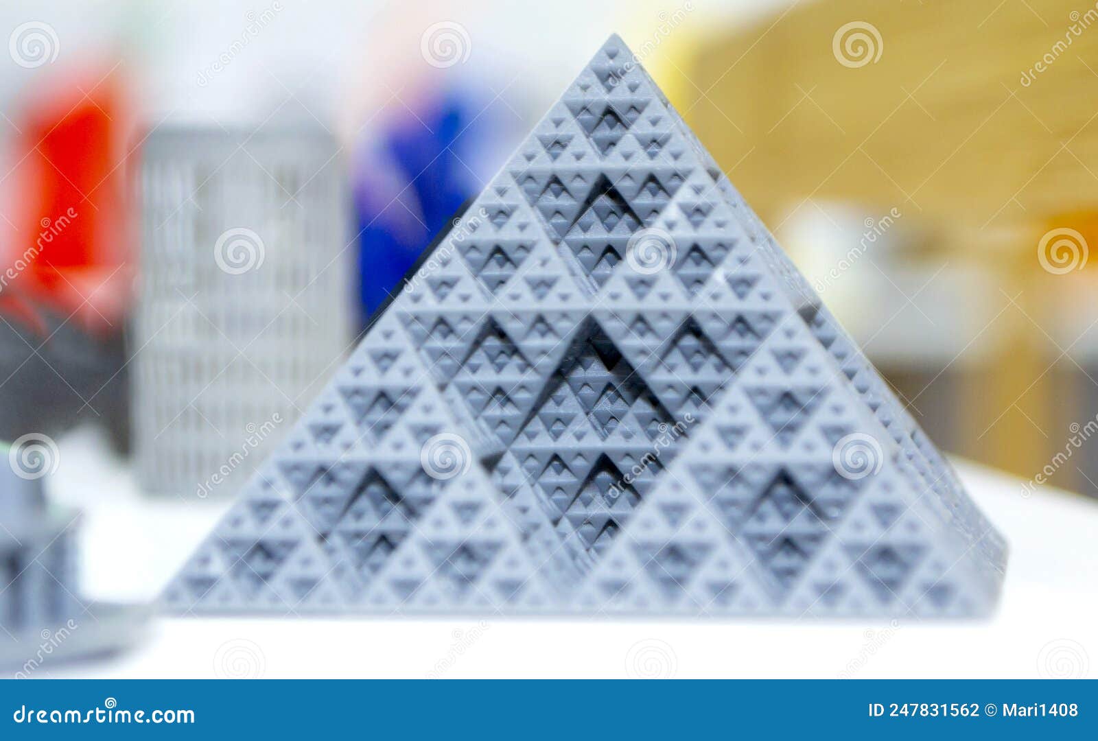 abstract model pyramid printed on 3d printer.