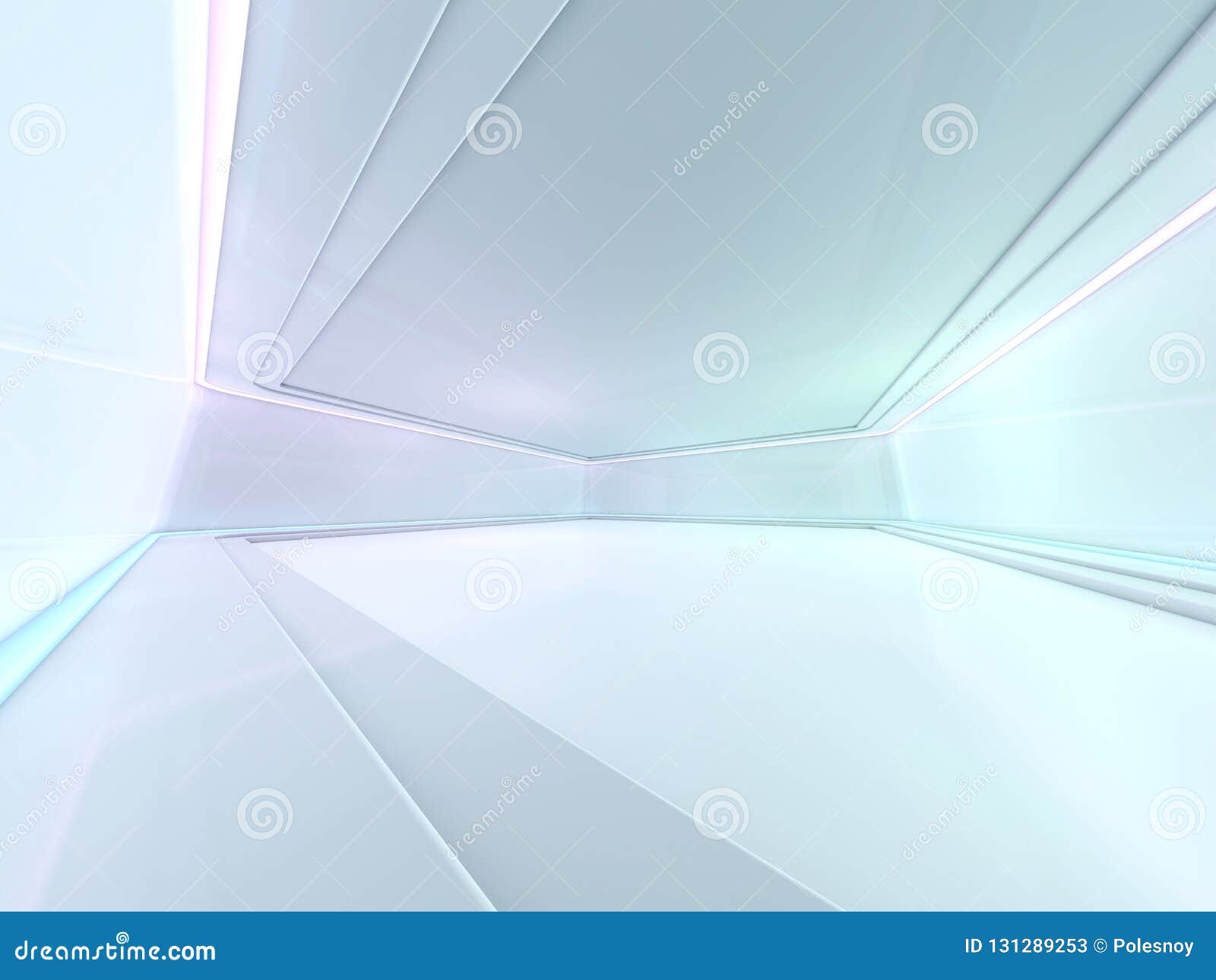 Abstract Modern Architecture Background, Empty Open Space Interior. 3D
