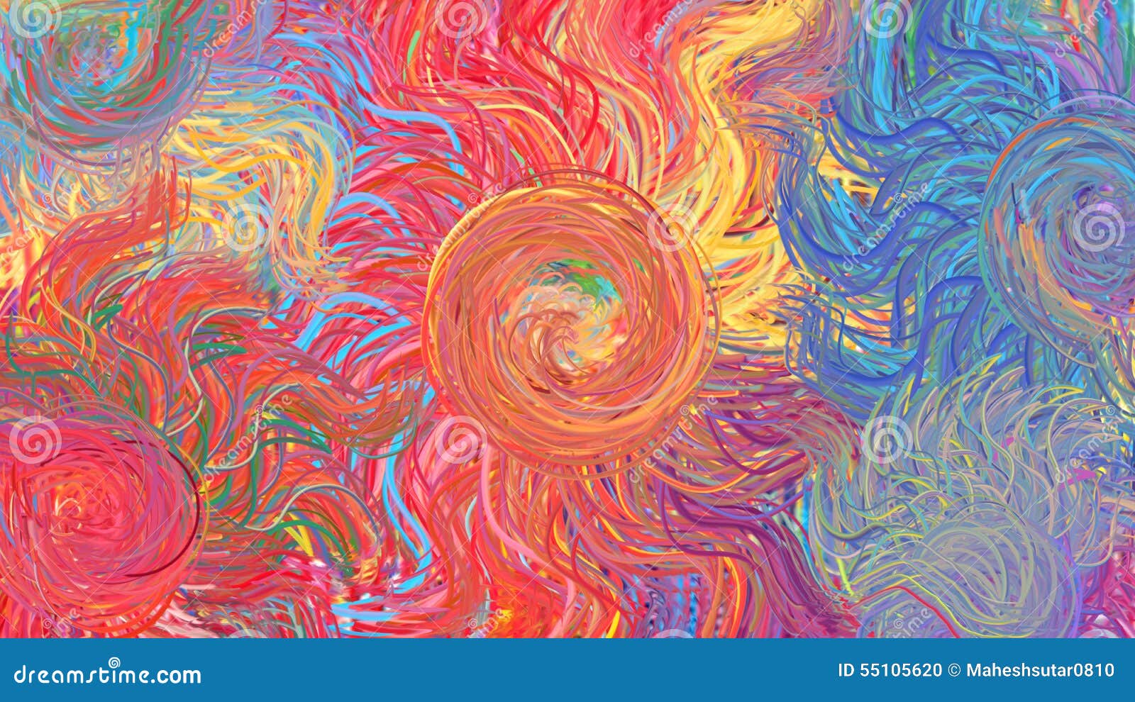 abstract modern art rainbow circles swirl colorful pattern