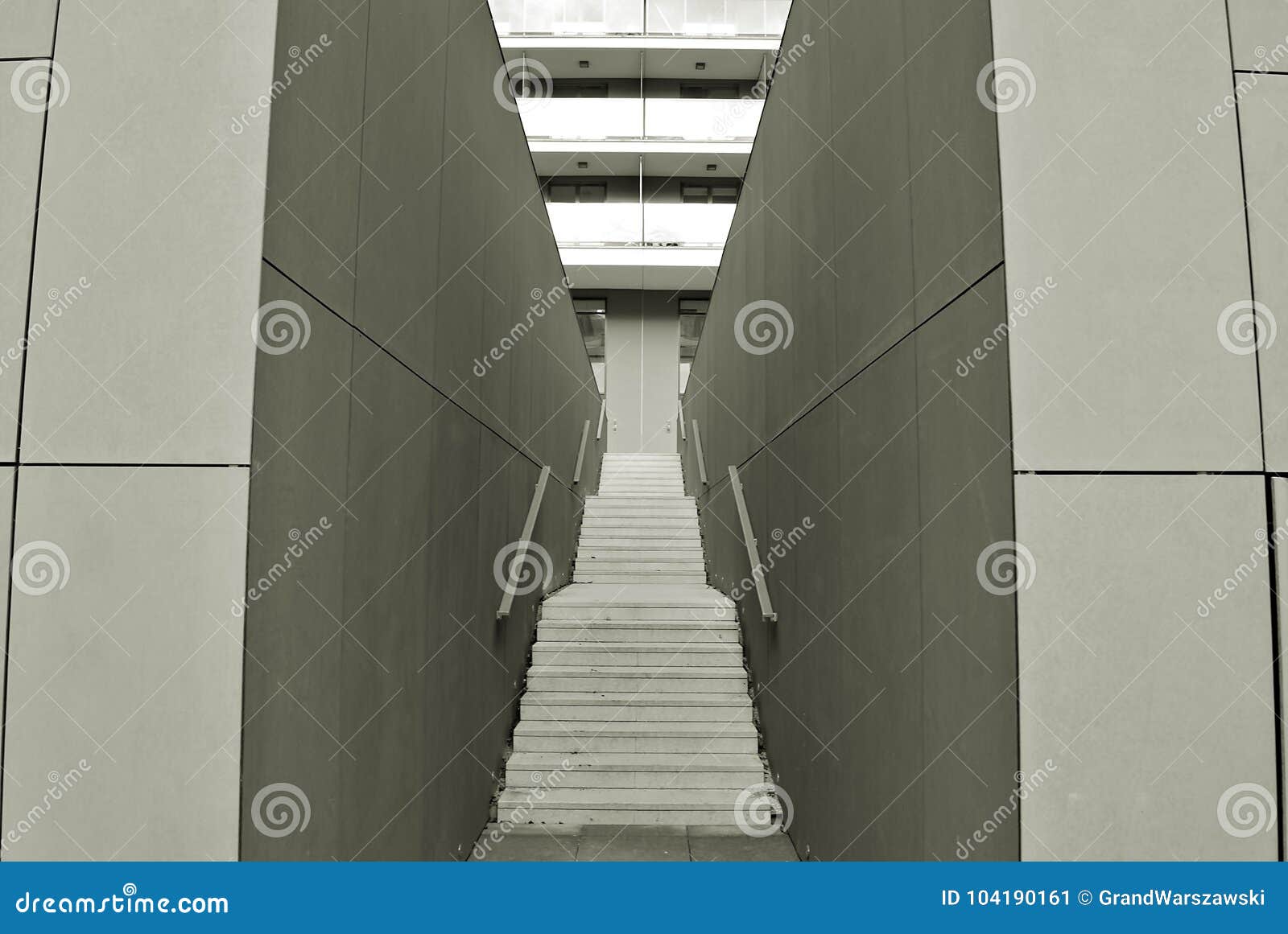 Modern Concrete Stairs. Black and White. Stock Image Image of gray