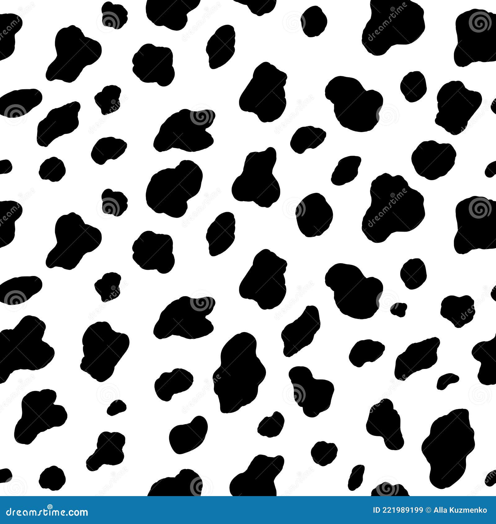 Vector Black Cow Print Pattern Animal Seamless Cow Skin Abstract