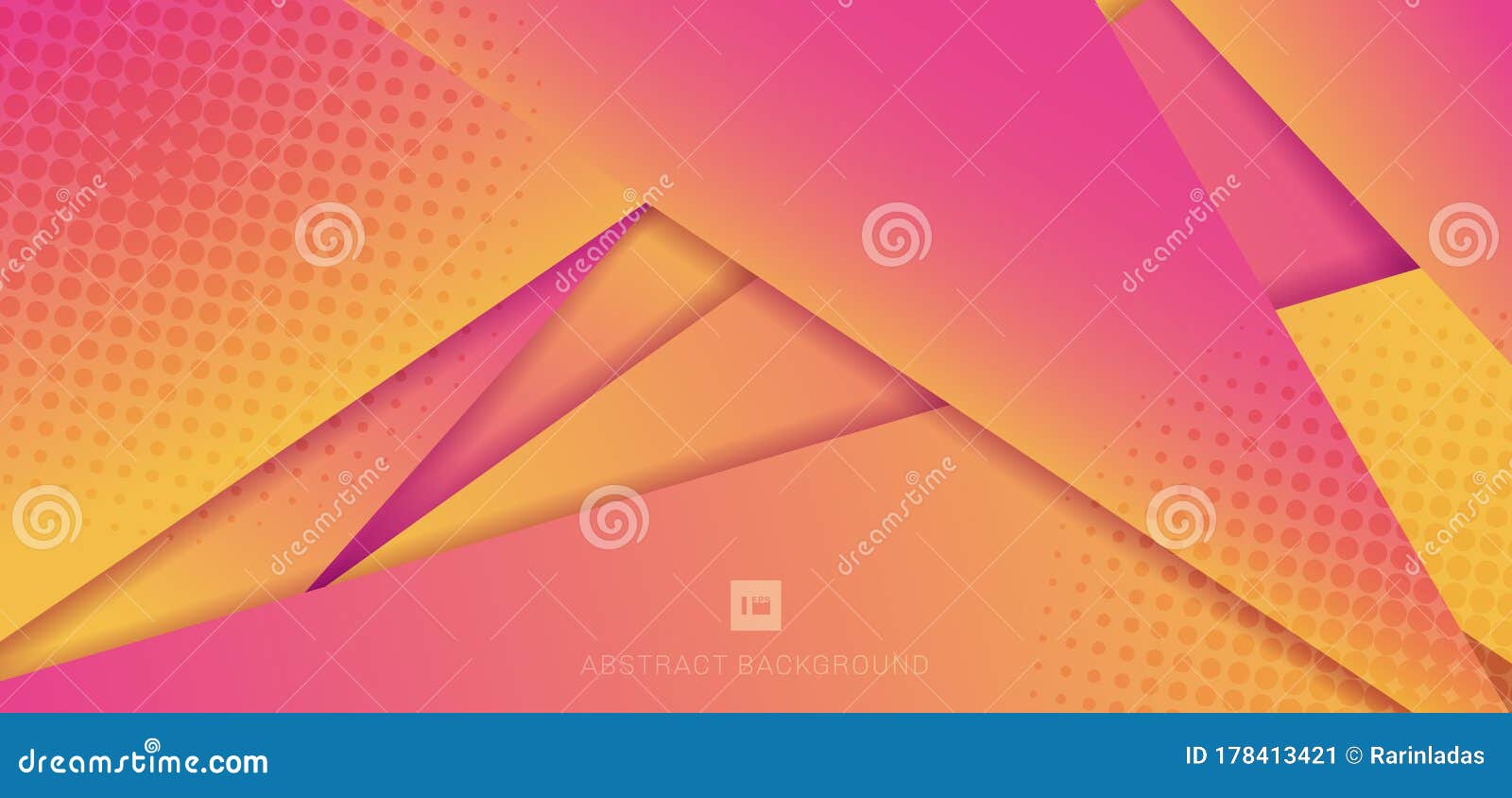 abstract modern fururistic pink and yellow gradient color geometric background with halftone