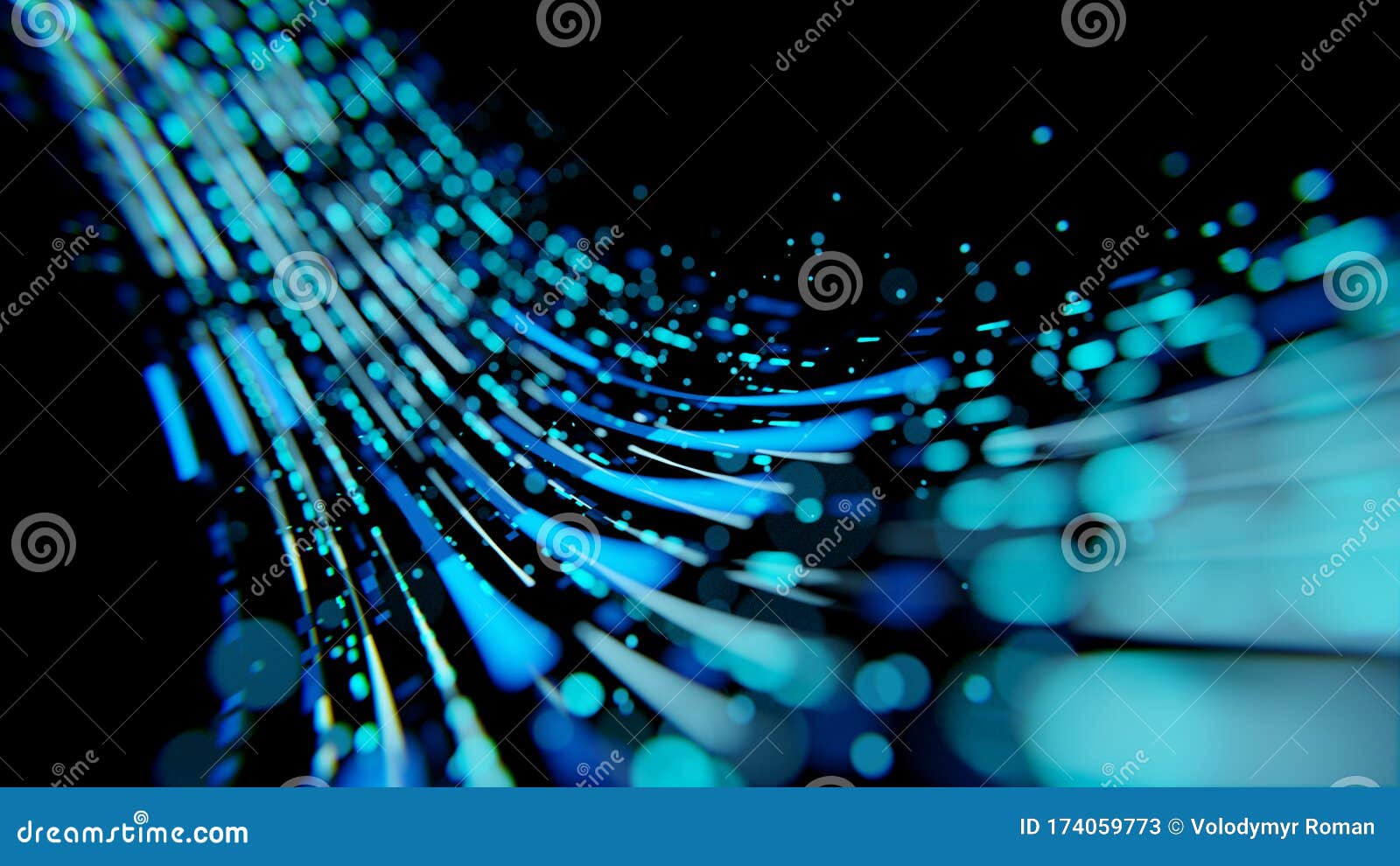 abstract of modern high tech internet data center room with rows of racks with network and server hardware