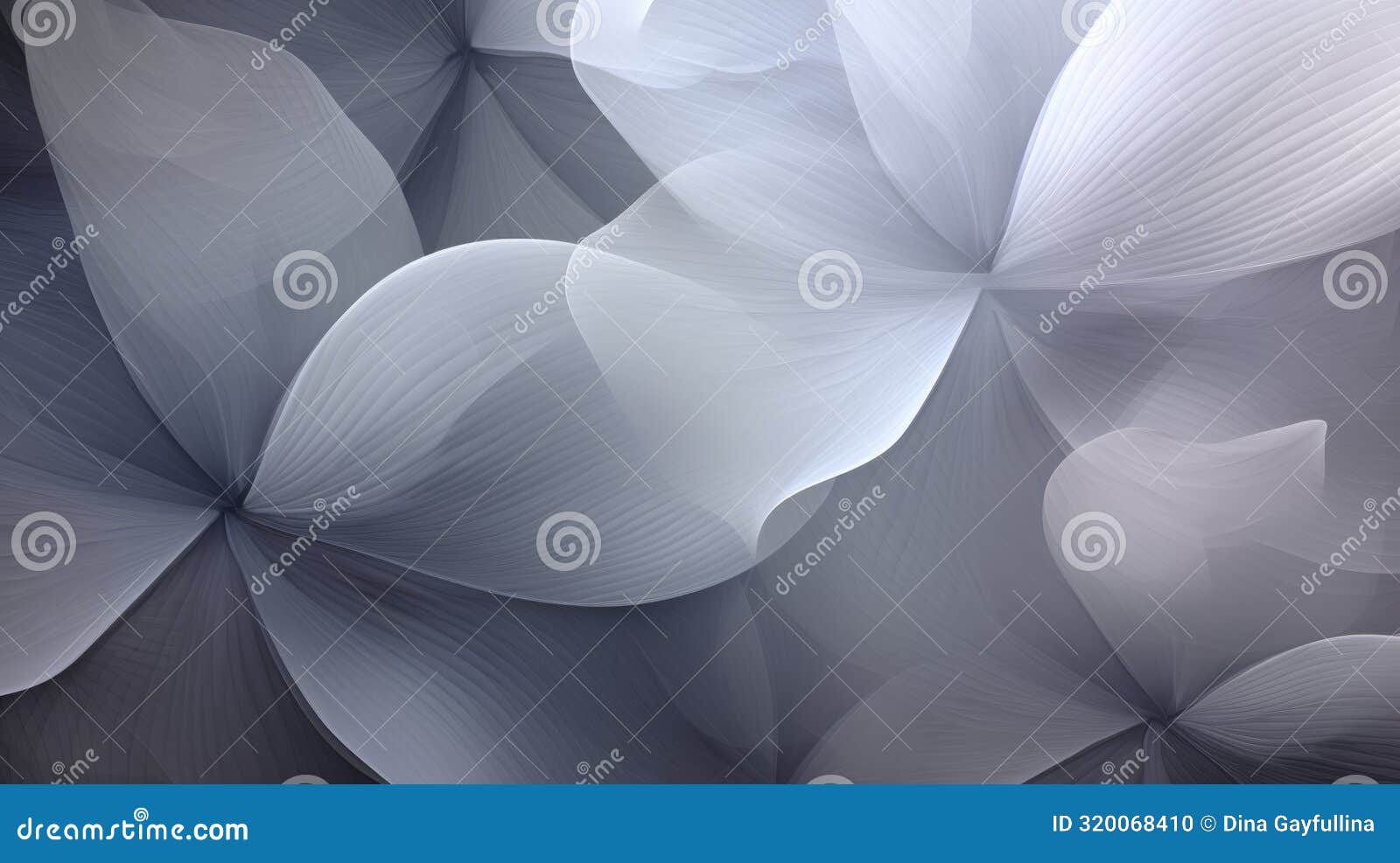 abstract monochromatic background with soft, flowing white and grey leaves creating a textured effect.